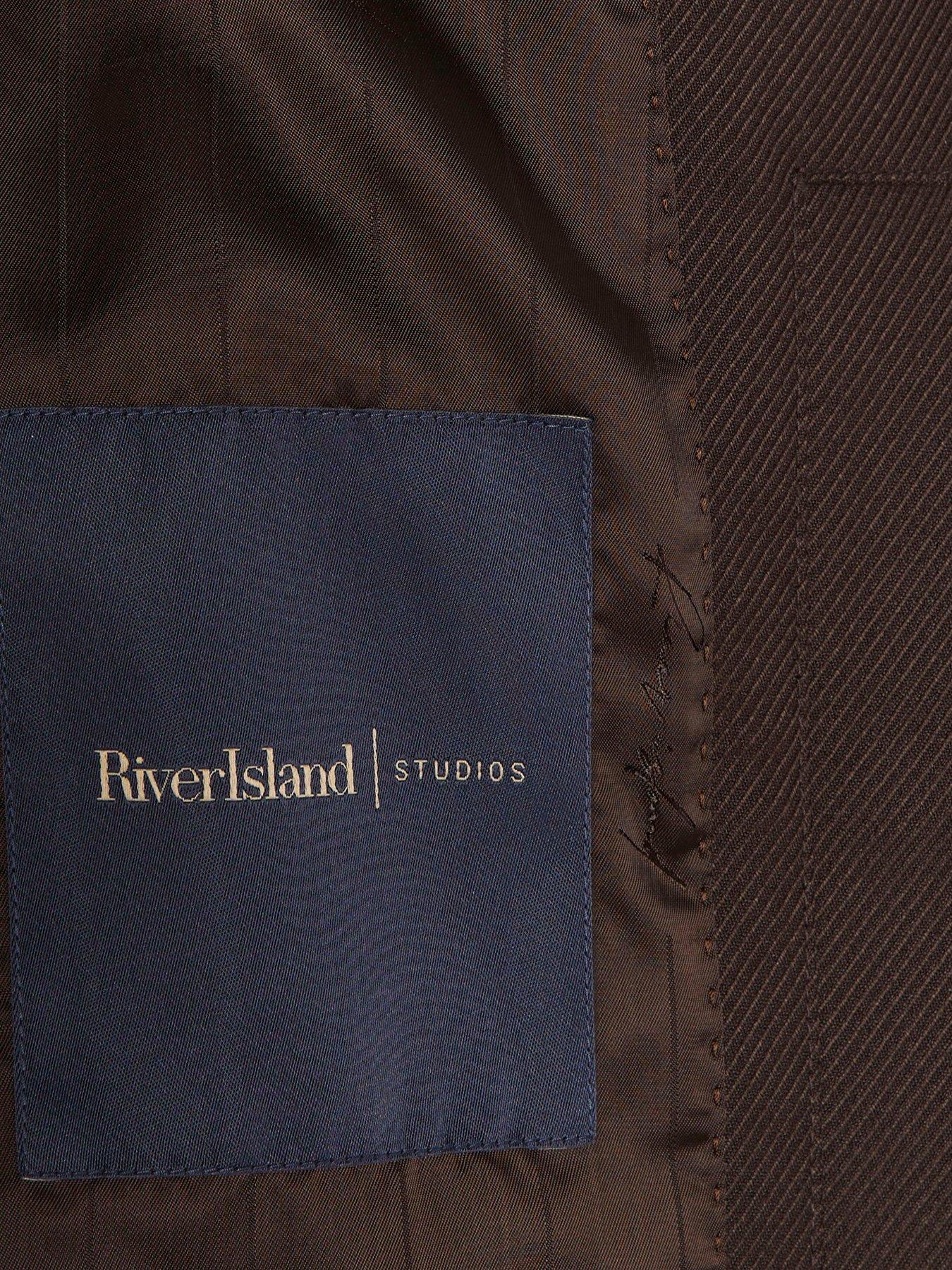 Image 5 of 7 of River Island River Island Mens Twill Press-Stud Bomber Jacket - Brown