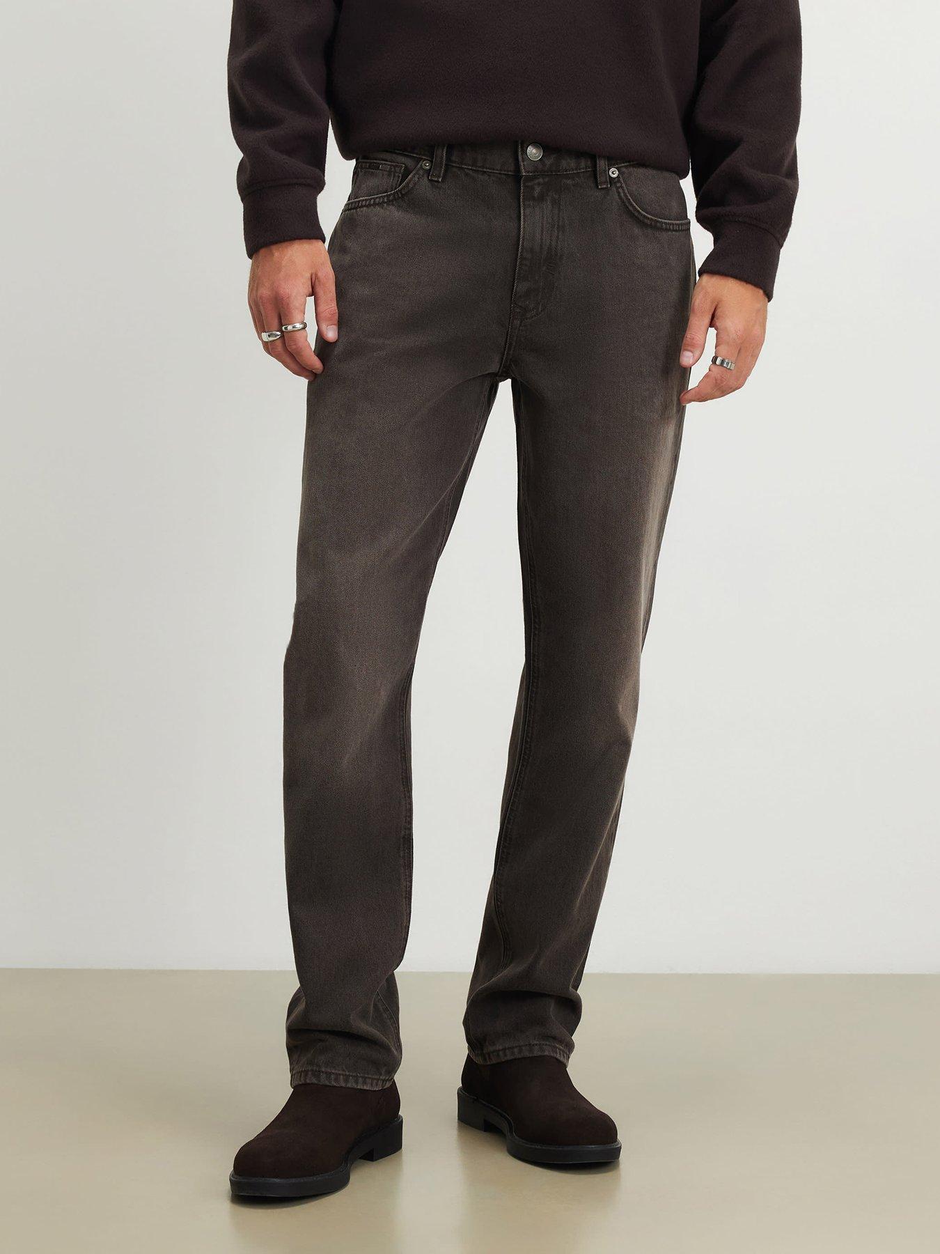 Image 1 of 6 of River Island Straight Leg Jeans - Brown