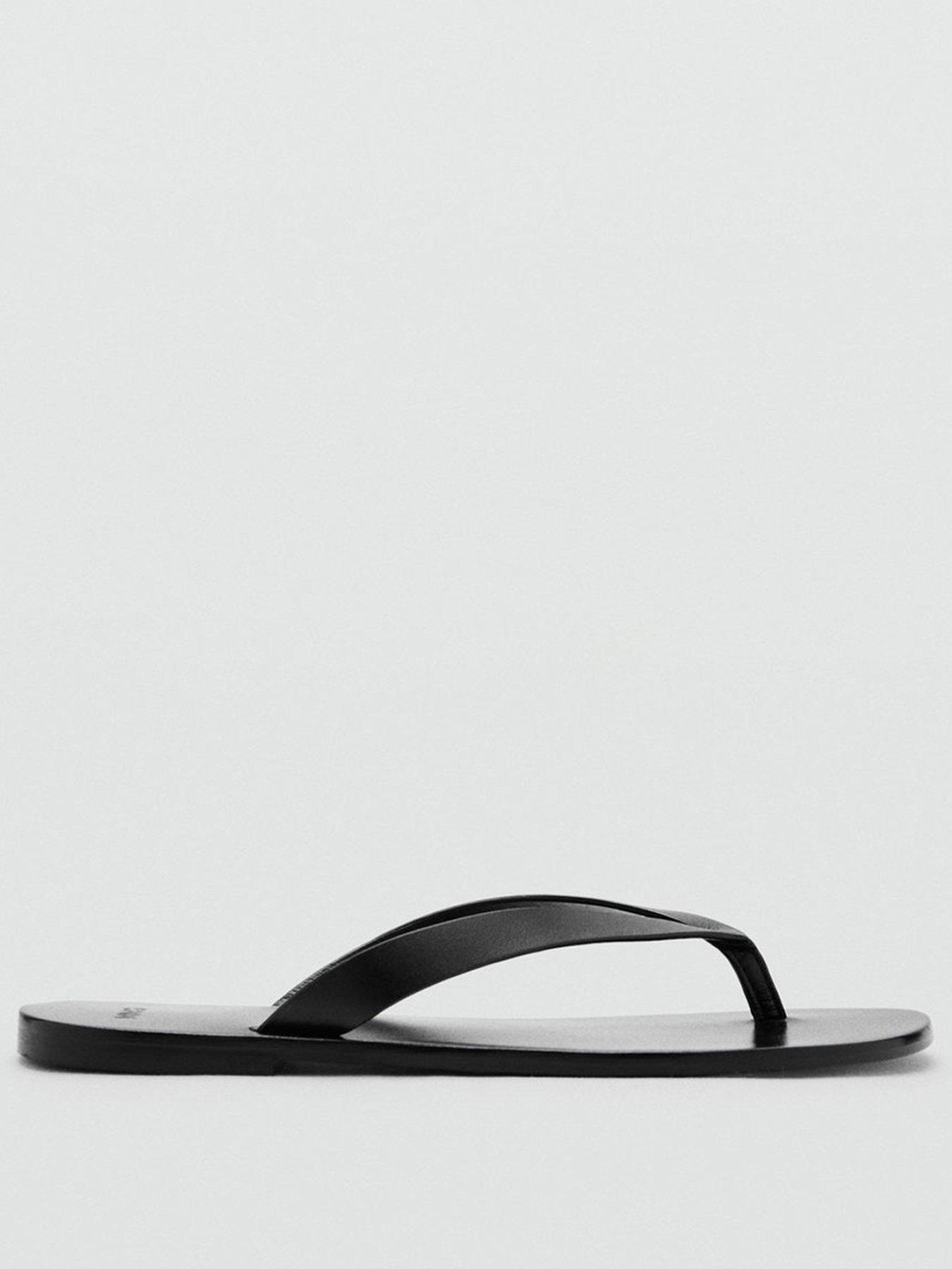 Mango Leather Strap Sandals - Black | Very Ireland