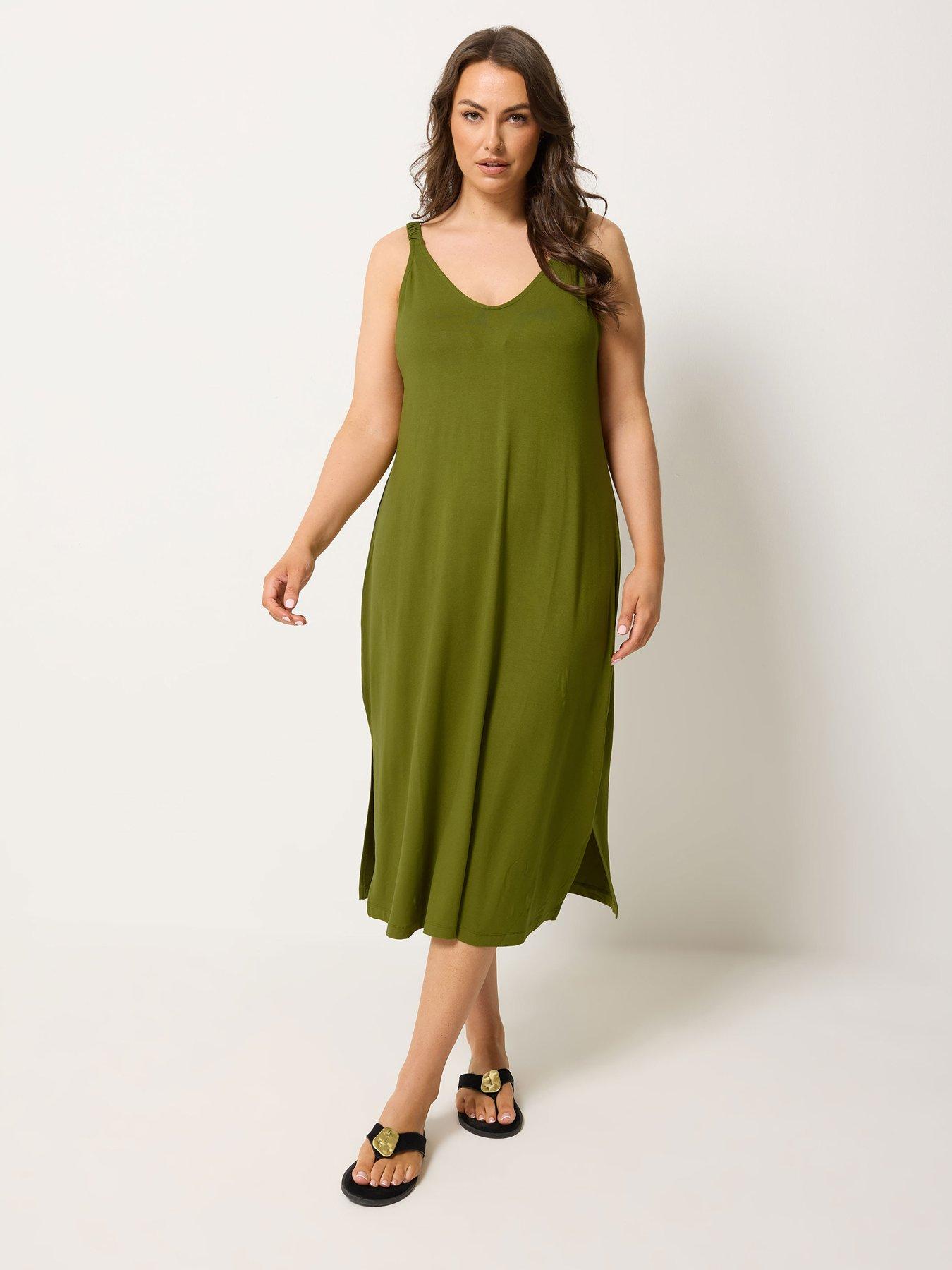 Yours Curve Throw On Dress - Green