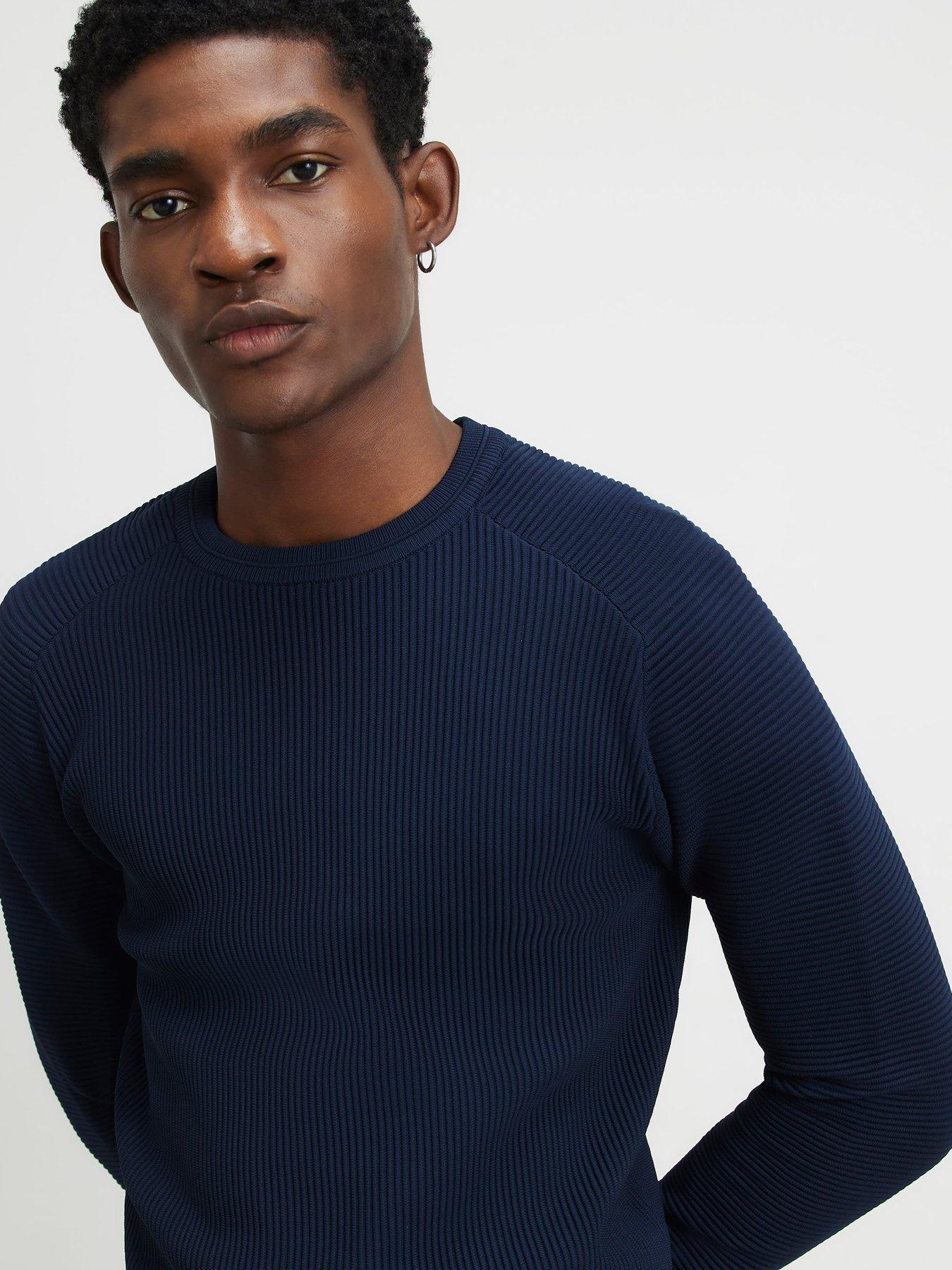 Image 4 of 6 of River Island Muscle Fit Long Sleeve Jumper - Navy