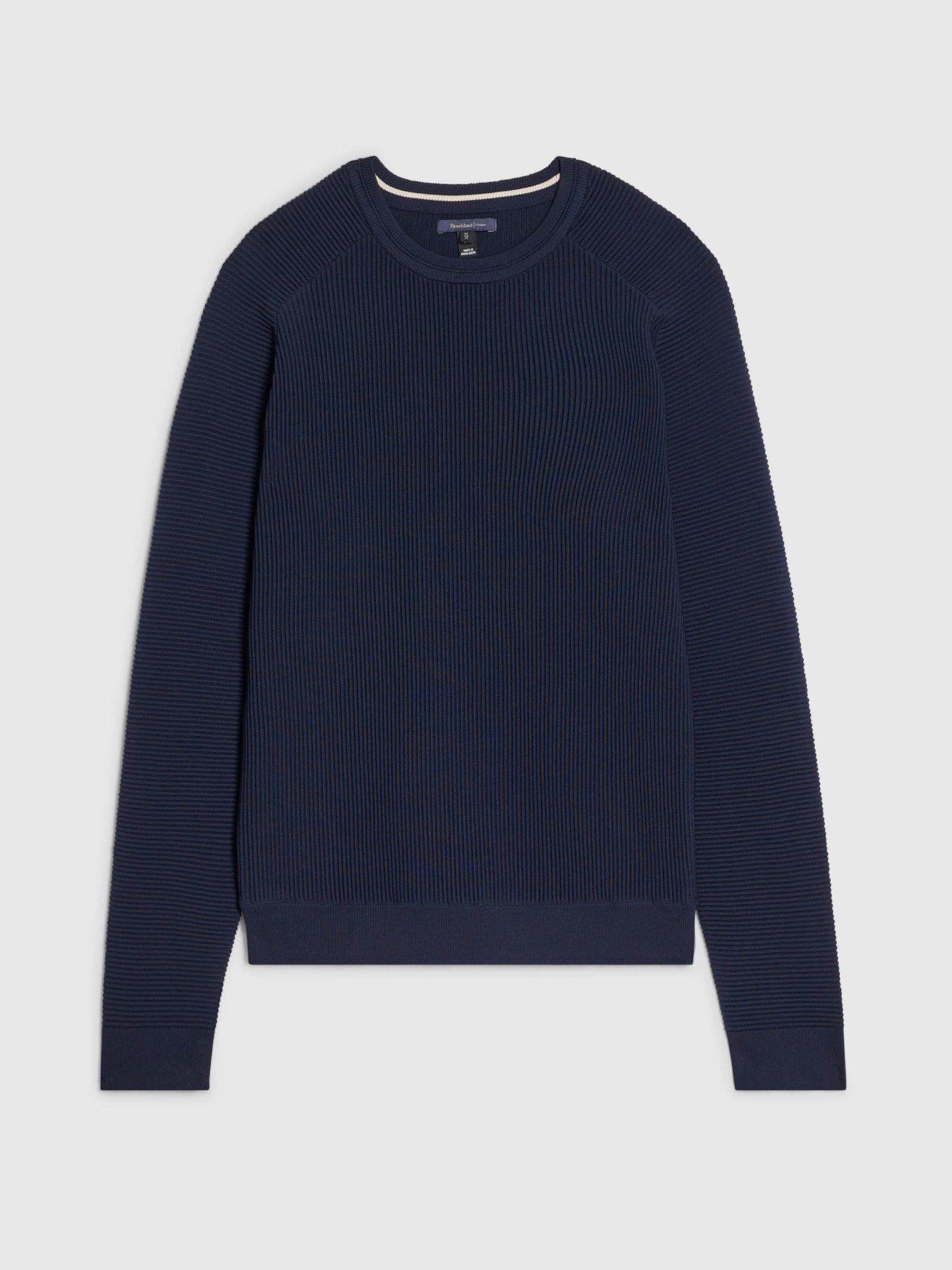 Image 5 of 6 of River Island Muscle Fit Long Sleeve Jumper - Navy
