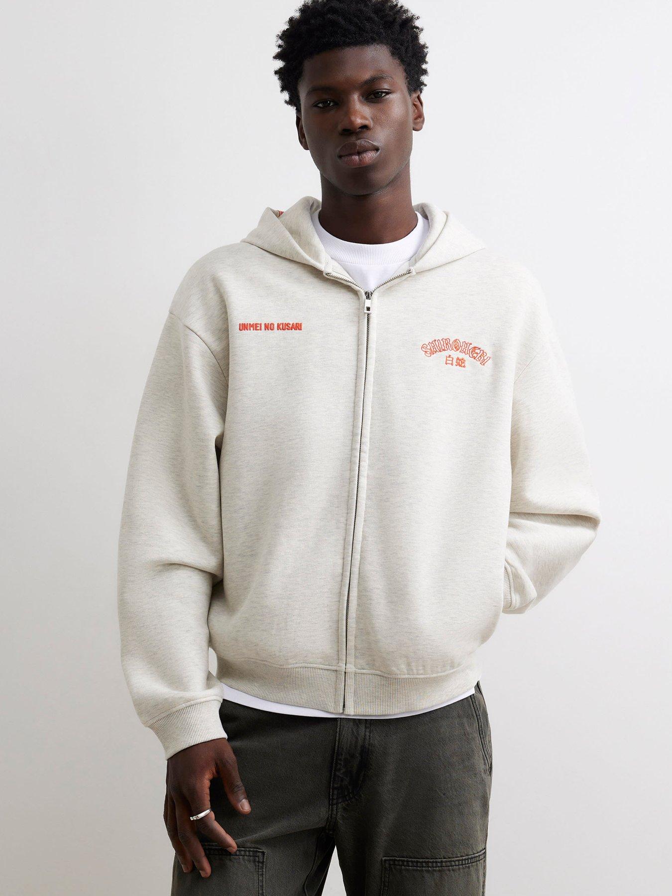 Image 2 of 5 of River Island Mens Shirohebi Snake Graphic Zip-Through Hoodie - Grey