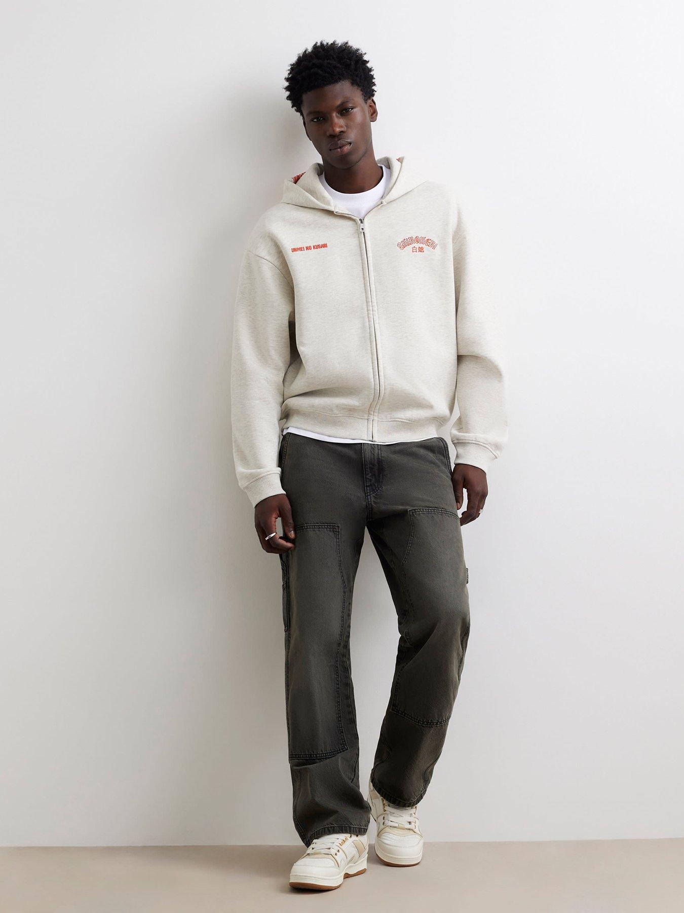 Image 3 of 5 of River Island Mens Shirohebi Snake Graphic Zip-Through Hoodie - Grey