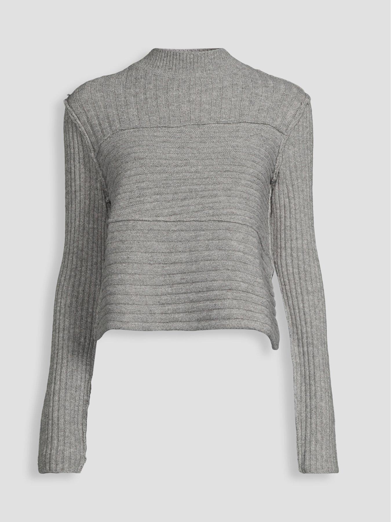 Image 1 of 1 of Michelle Keegan Womens Ribbed Panel Soft Knit Jumpers - Grey