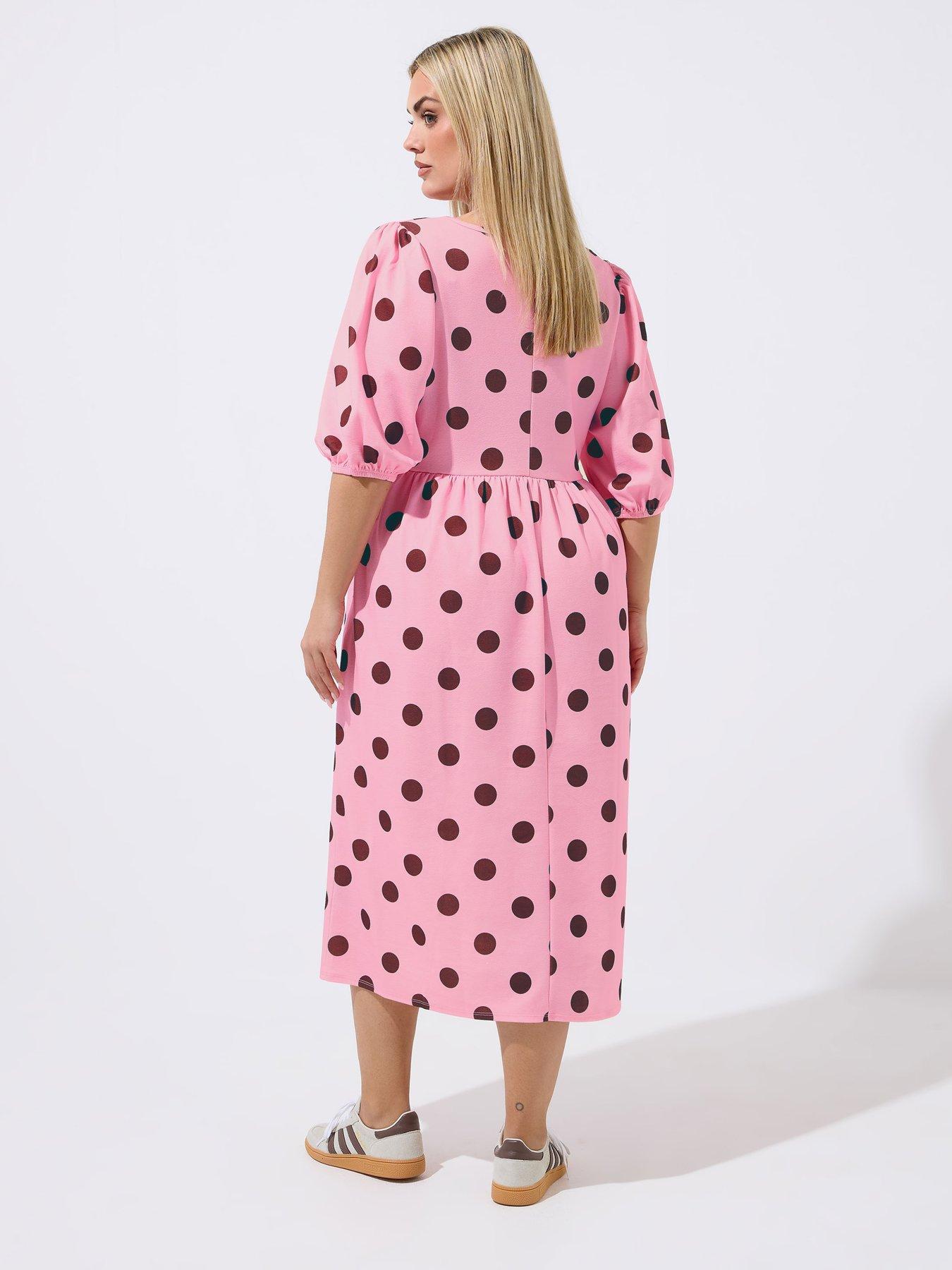 Image 2 of 4 of Yours Curve Polka Dot Dress - Pink