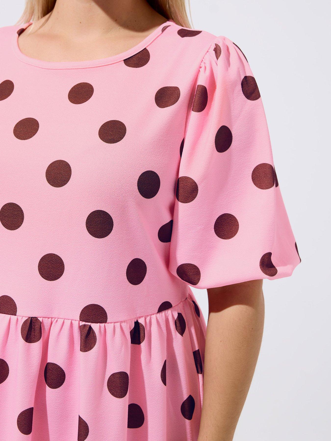 Image 4 of 4 of Yours Curve Polka Dot Dress - Pink