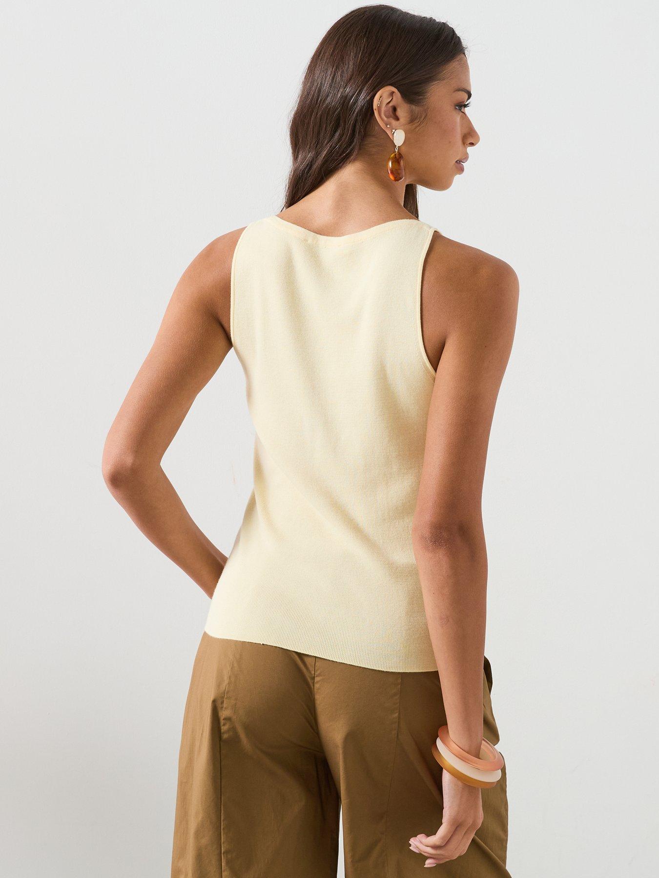 Image 2 of 6 of Mango Fine Knit Boat Neck Top - Yellow