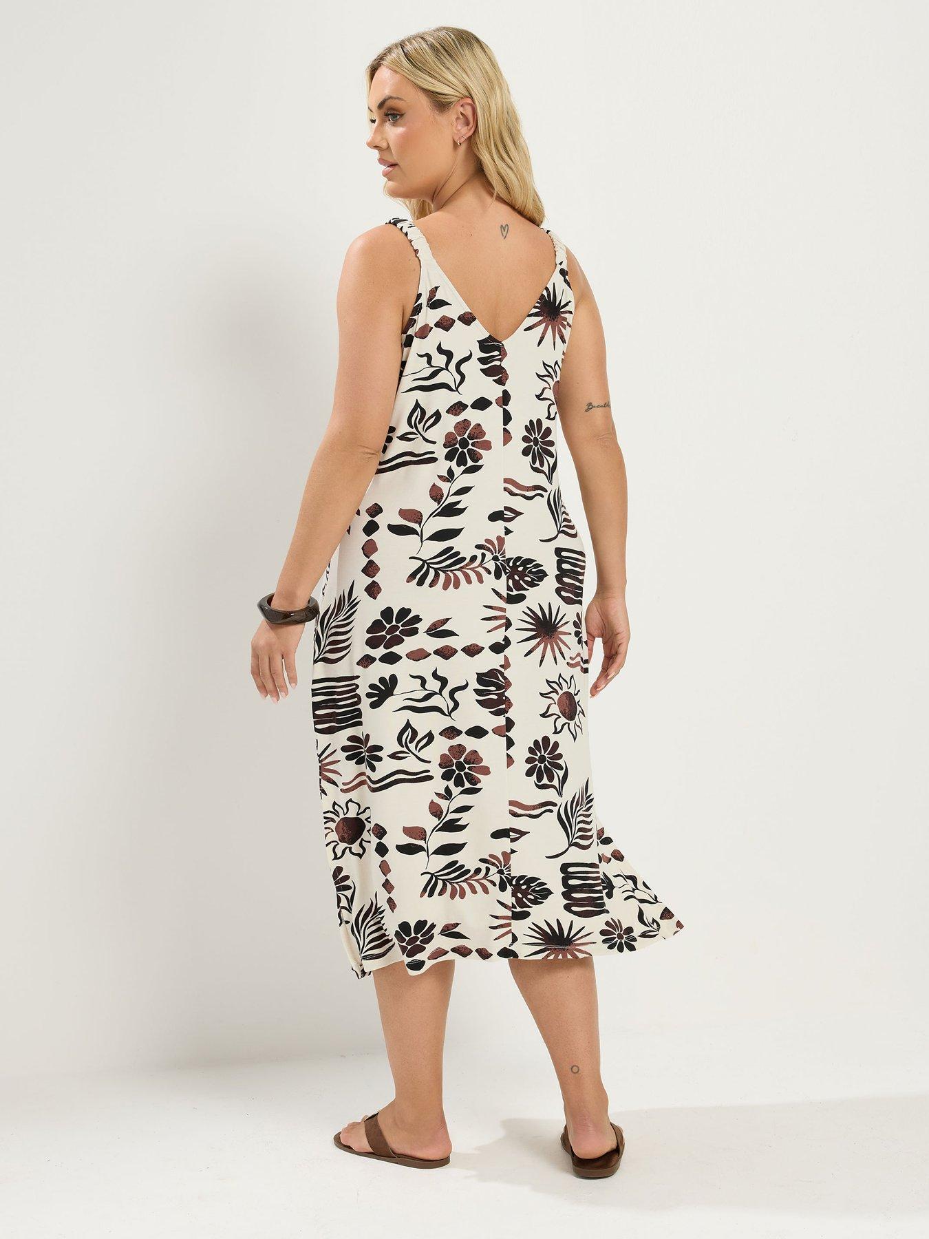 Image 2 of 4 of Yours Curve Abstract Throw On Dress - Ivory