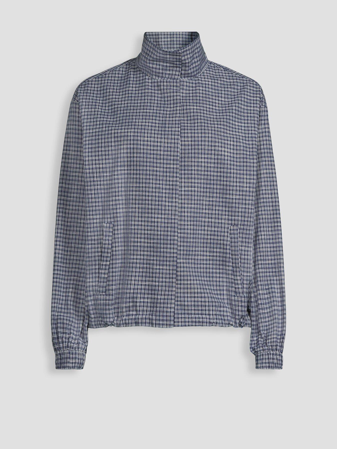 Image 7 of 7 of Michelle Keegan Check Funnel Neck Jacket - Navy