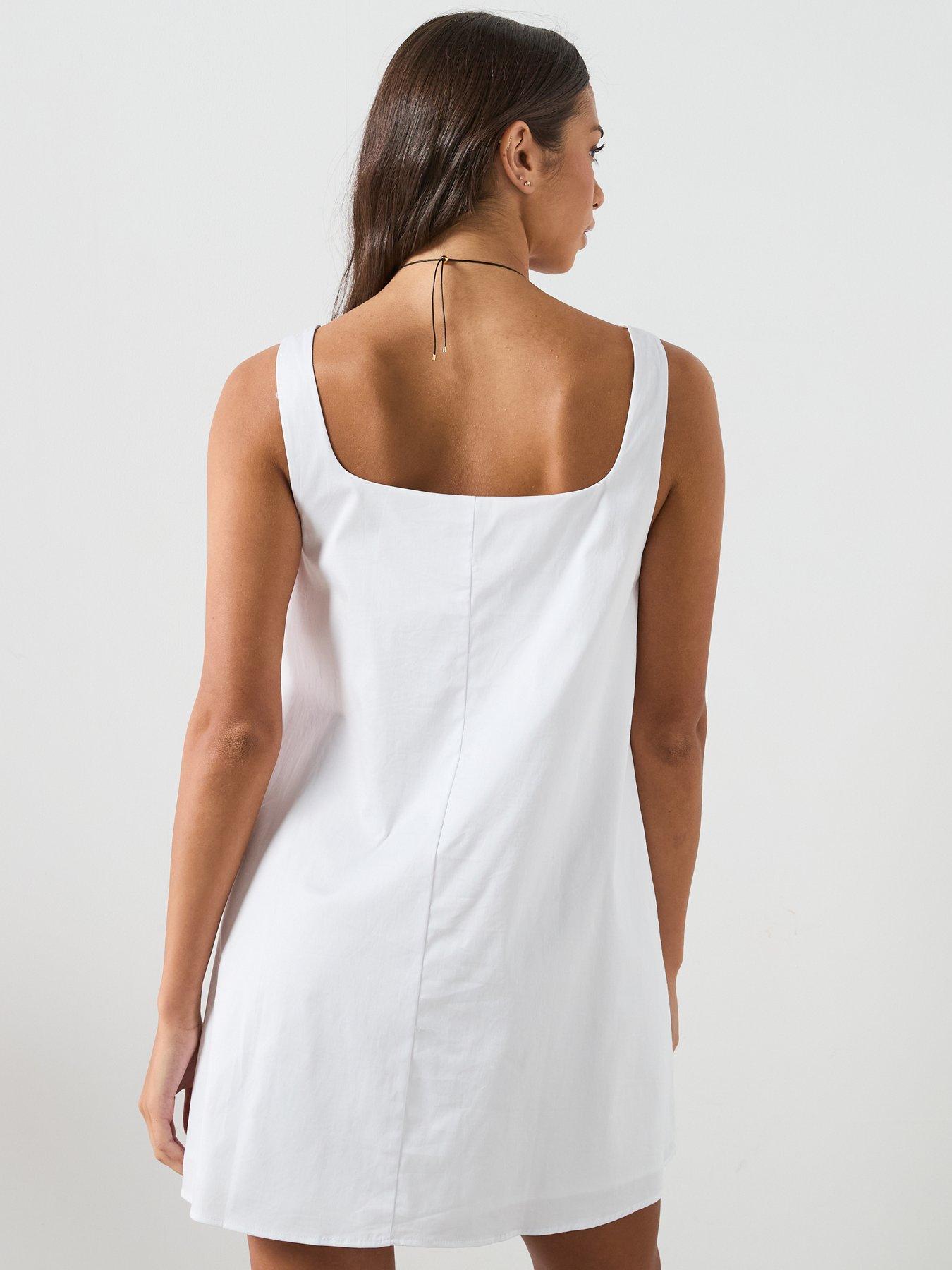 Image 2 of 6 of Mango Flared Cotton Dress - White