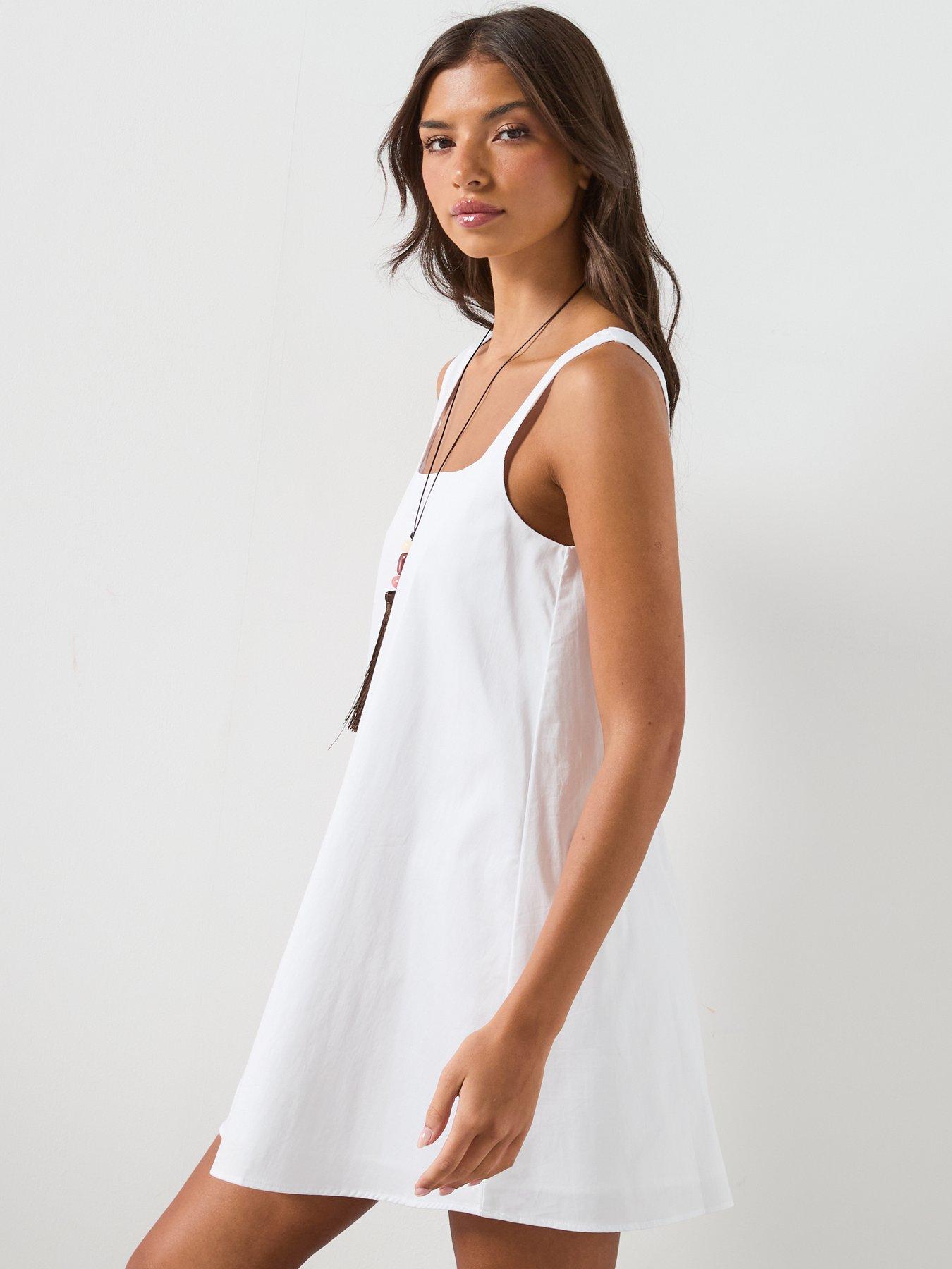 Image 6 of 6 of Mango Flared Cotton Dress - White