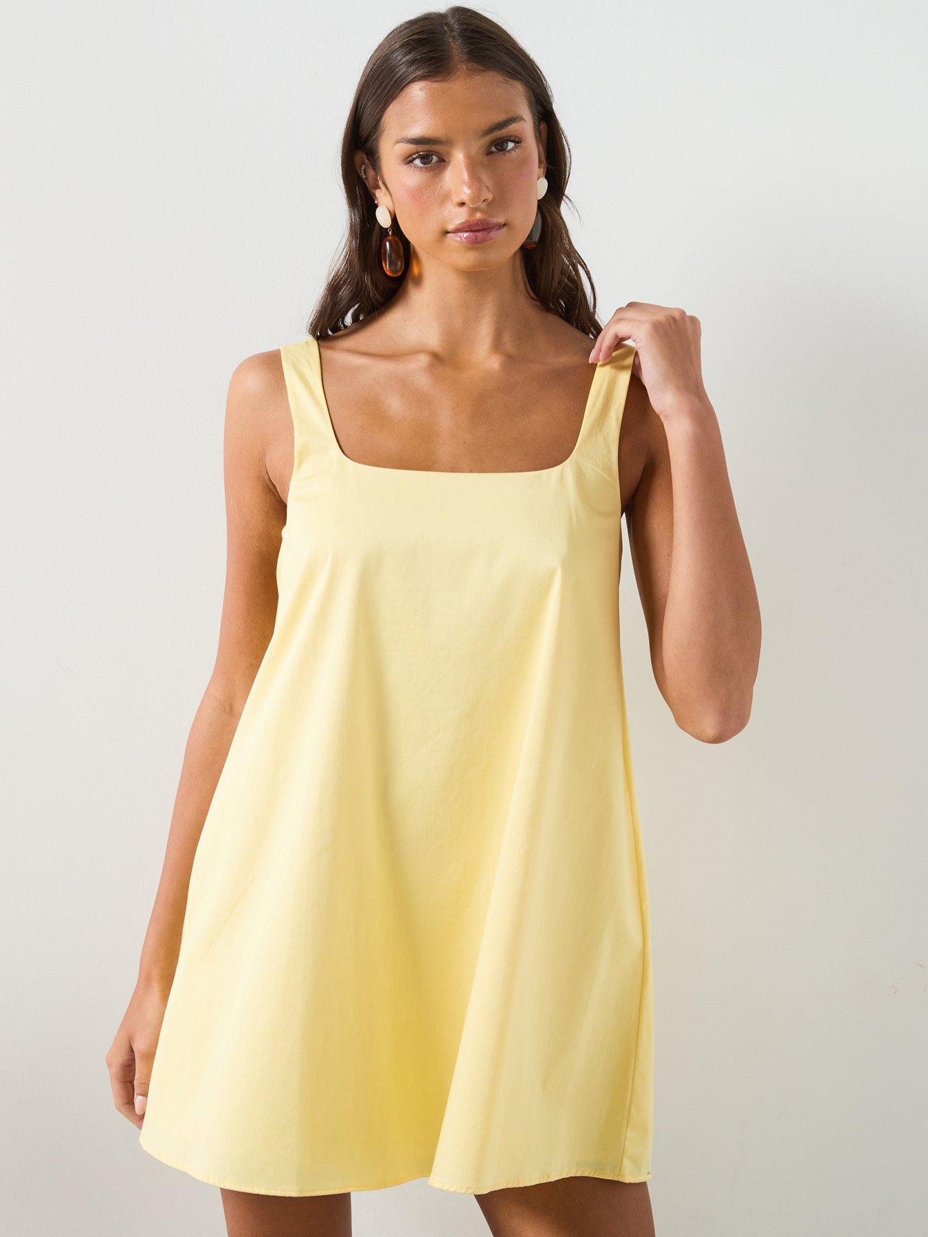 Mango Flared Cotton Dress - Yellow