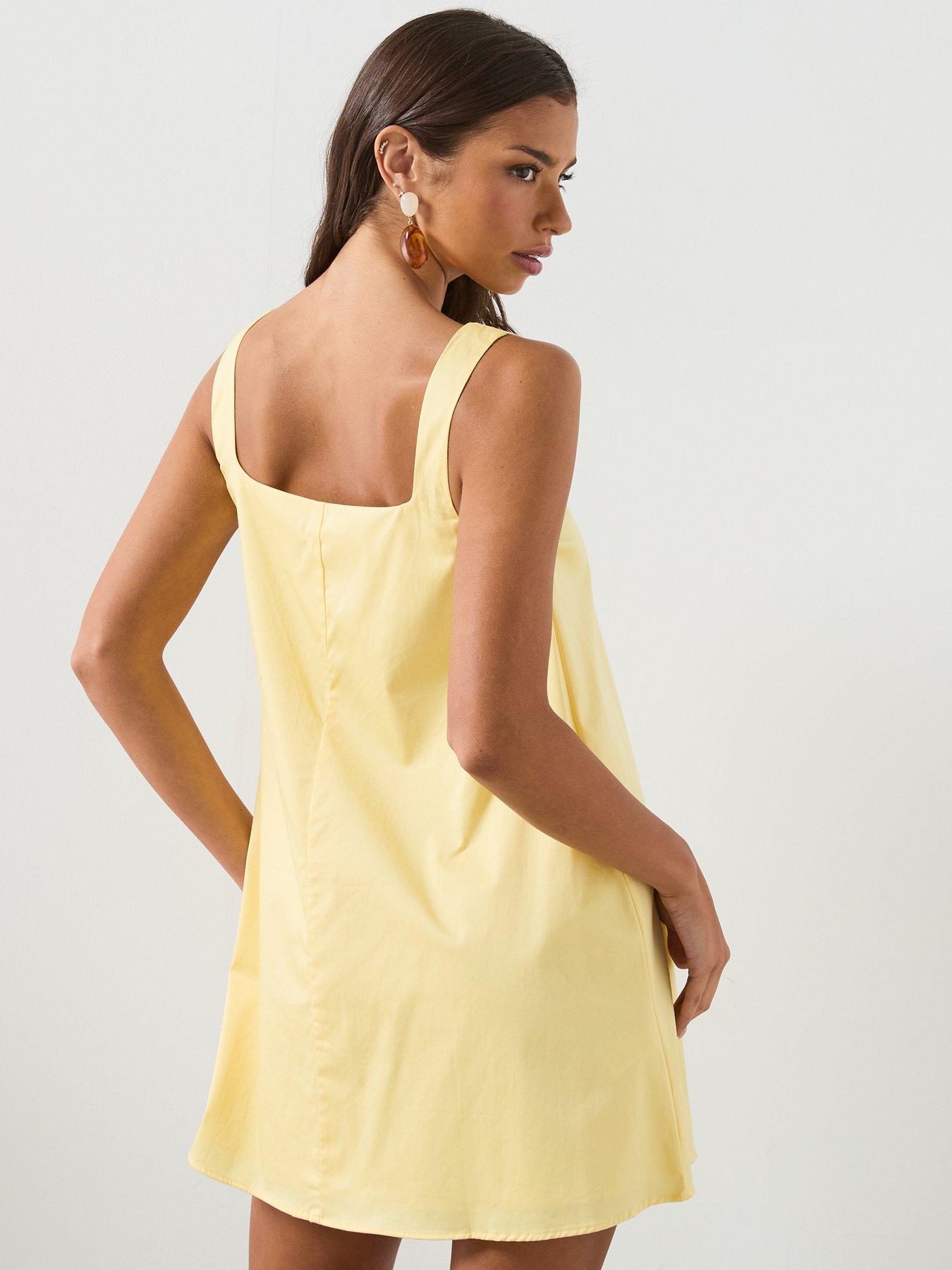 Image 2 of 6 of Mango Flared Cotton Dress - Yellow