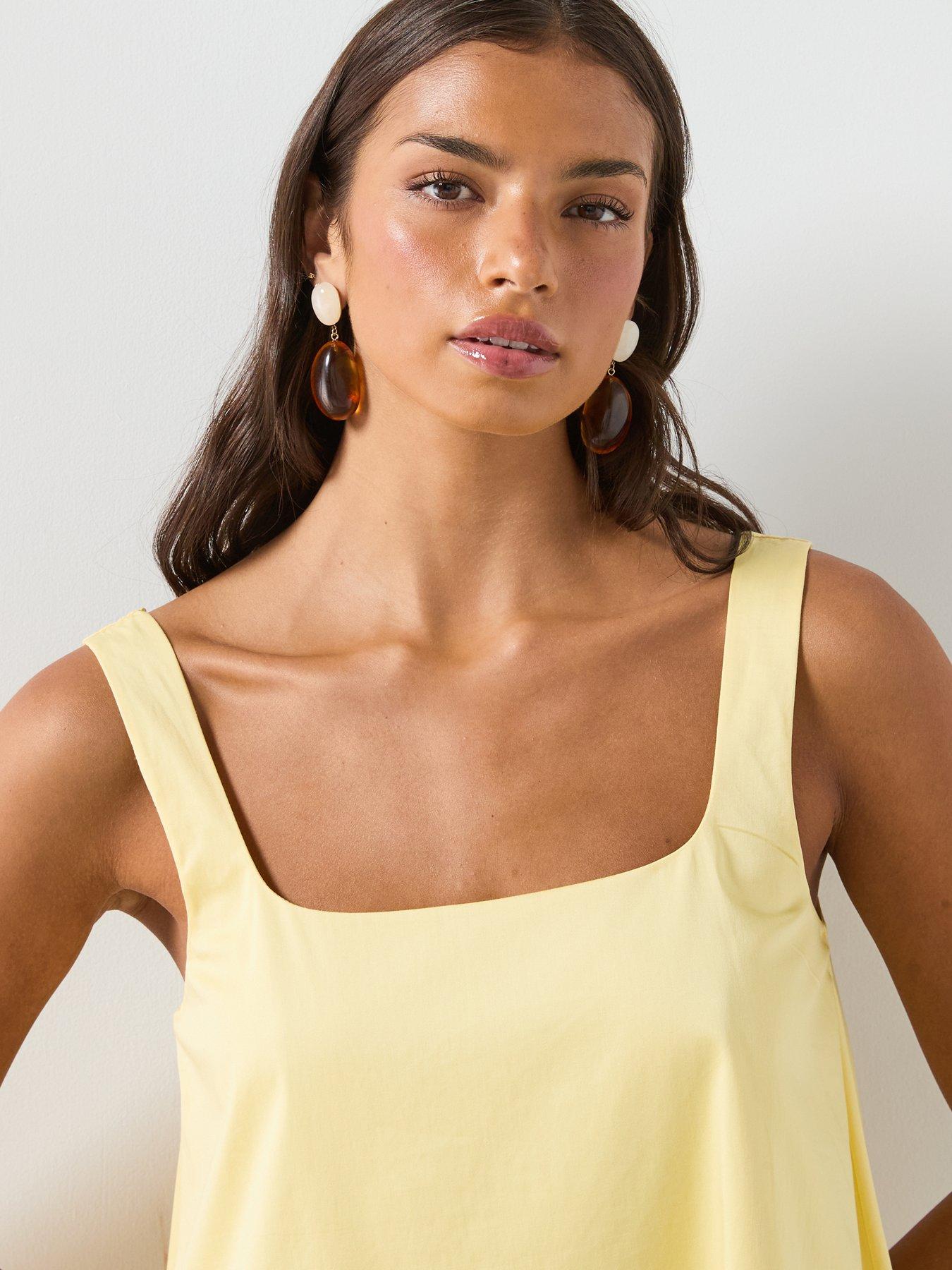 Image 4 of 6 of Mango Flared Cotton Dress - Yellow