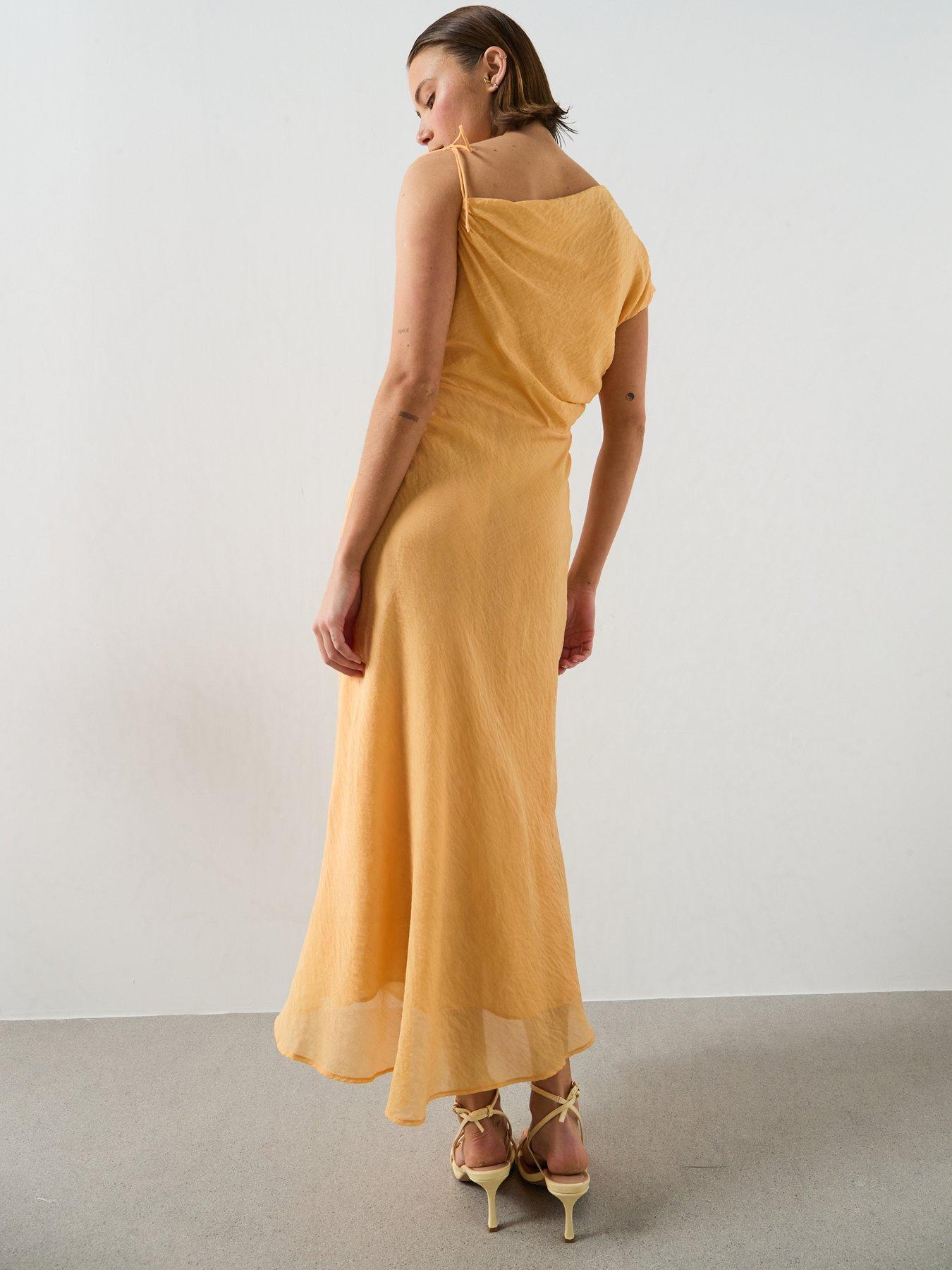 Image 2 of 6 of Mango Asymmetric Flowing Dress - Orange