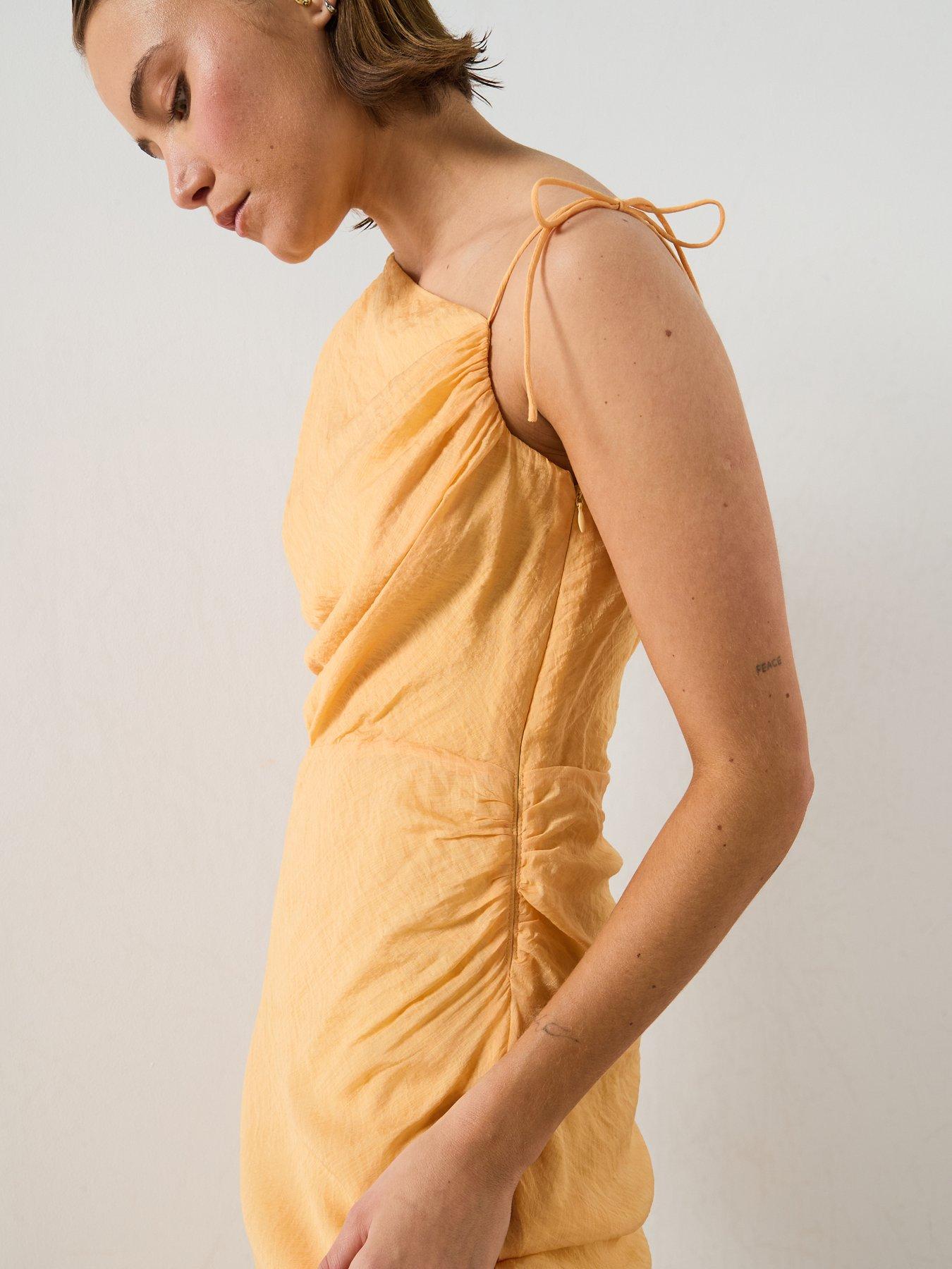 Image 5 of 6 of Mango Asymmetric Flowing Dress - Orange
