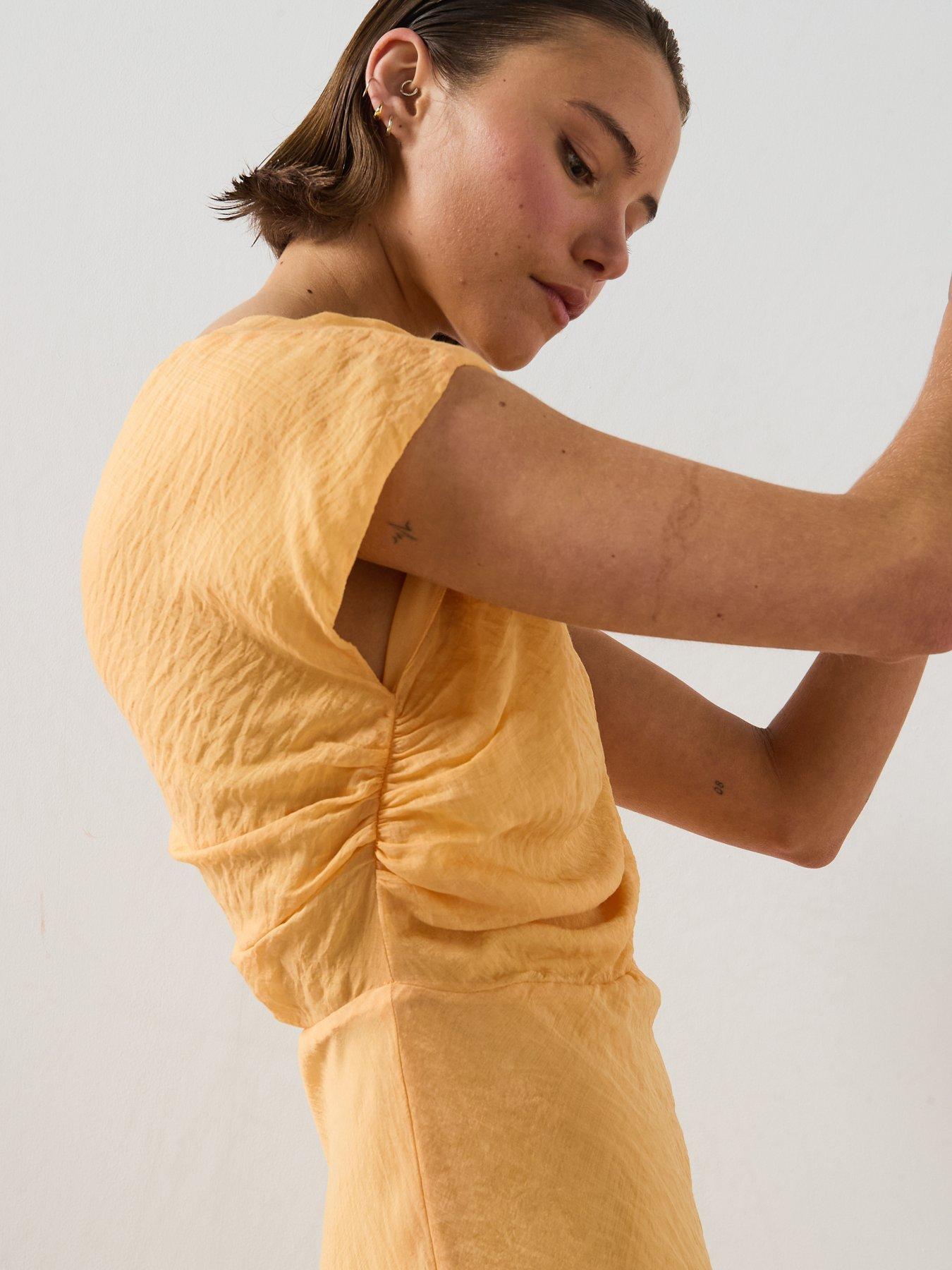 Image 6 of 6 of Mango Asymmetric Flowing Dress - Orange