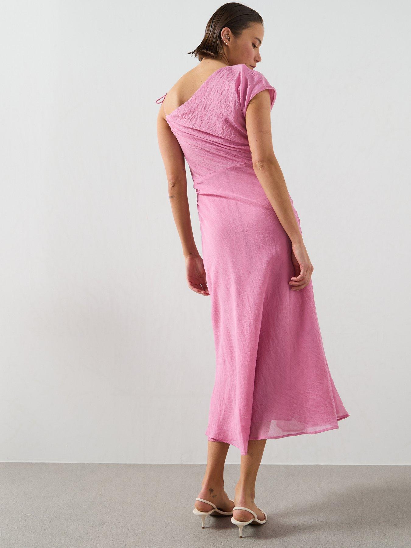 Image 2 of 5 of Mango Asymmetric Flowing Dress - Pink