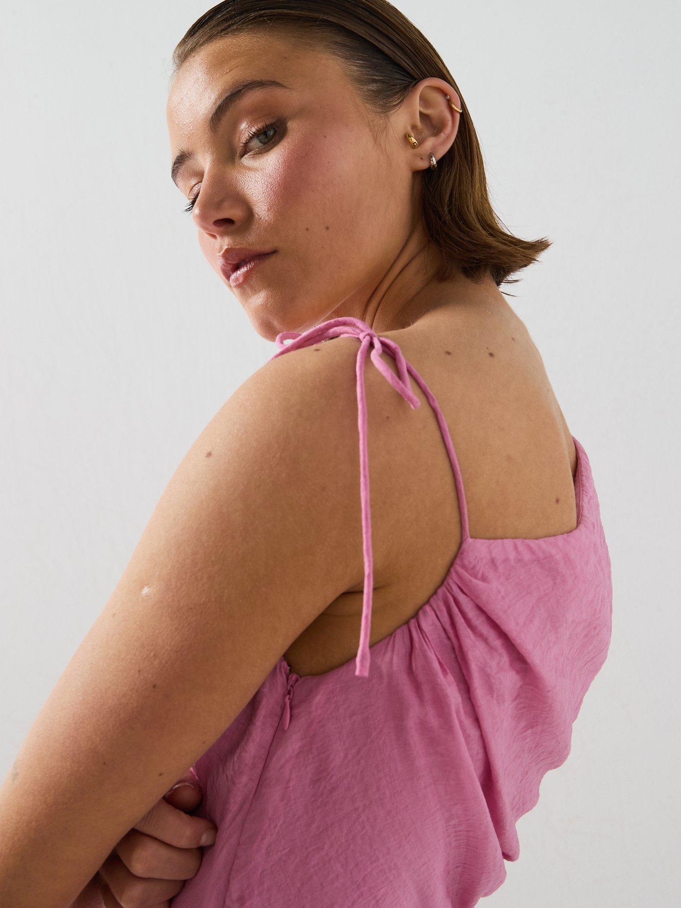 Image 5 of 5 of Mango Asymmetric Flowing Dress - Pink