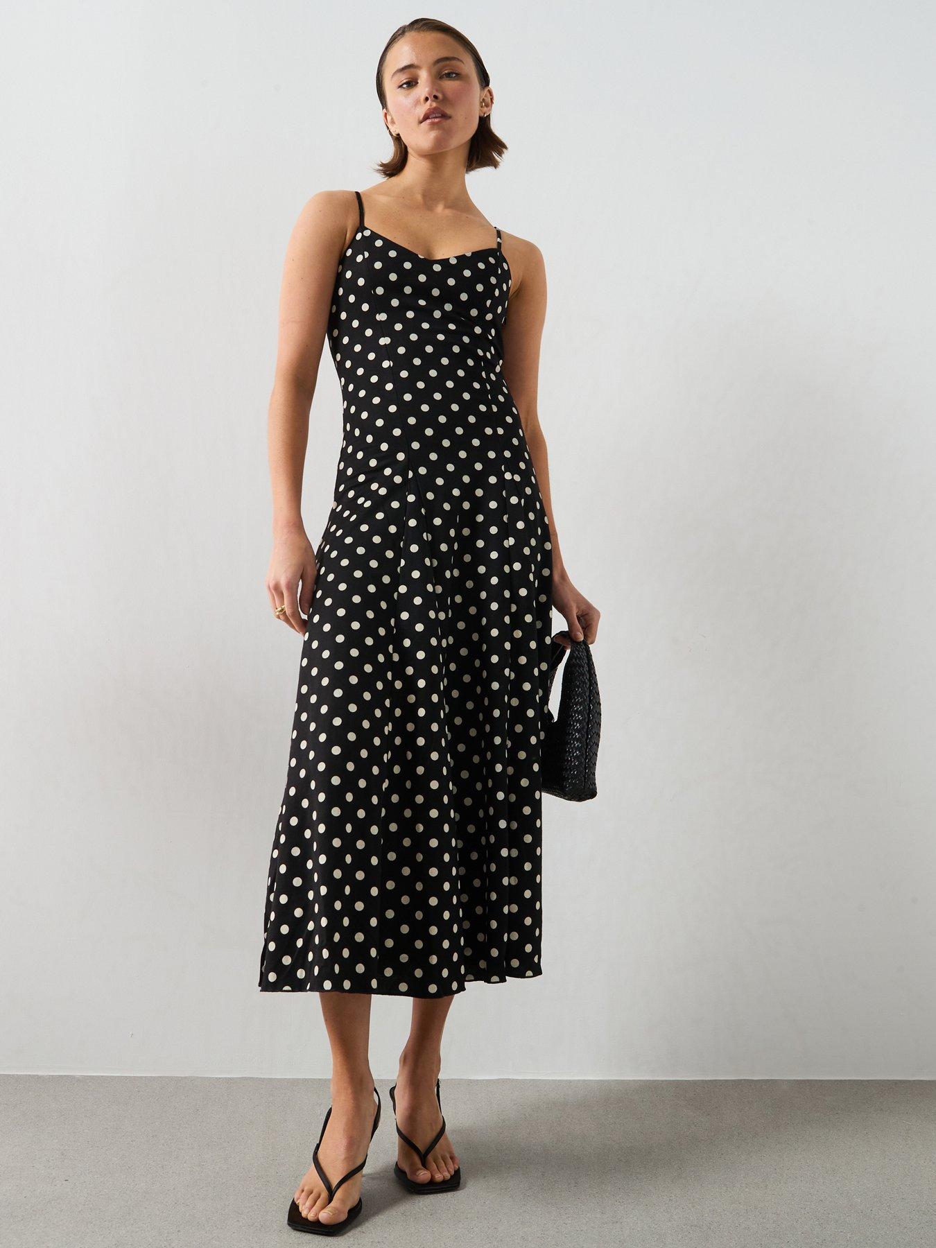 Image 1 of 6 of Mango A-Line Dress With Godets - Black