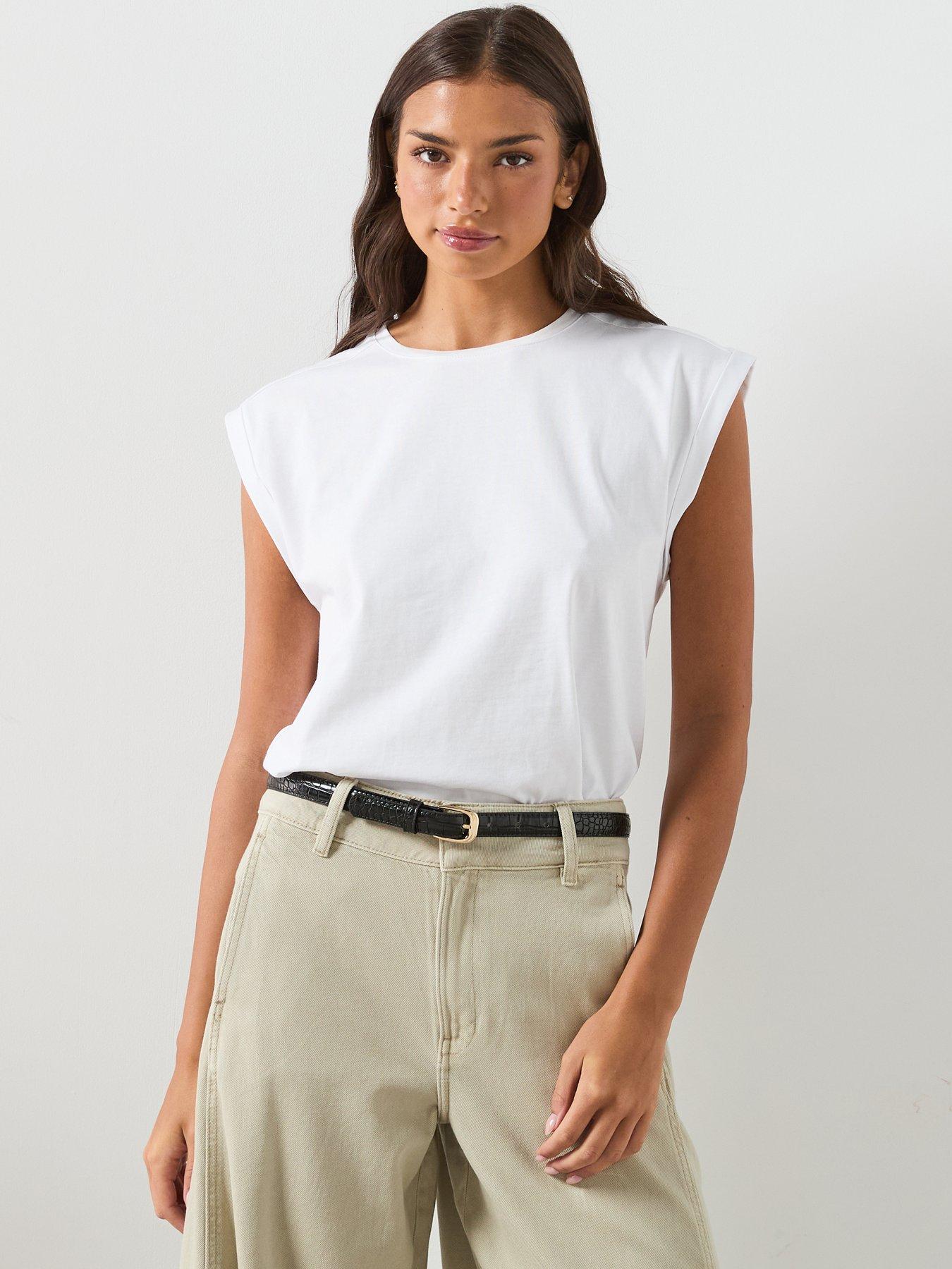 Image 1 of 6 of Mango Short-sleeved Cotton T-shirt - White