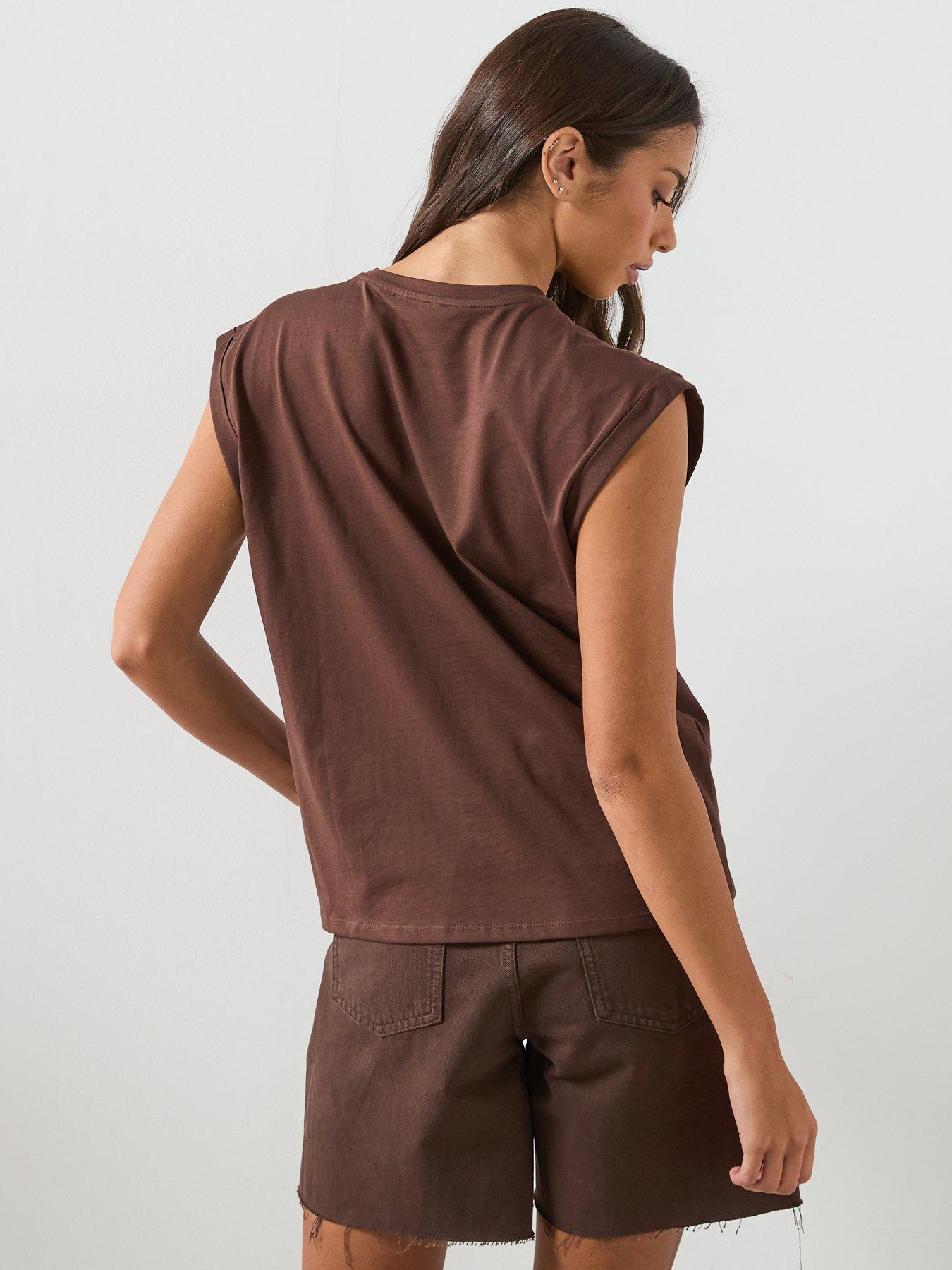 Image 2 of 6 of Mango Short-sleeved Cotton T-shirt - Brown