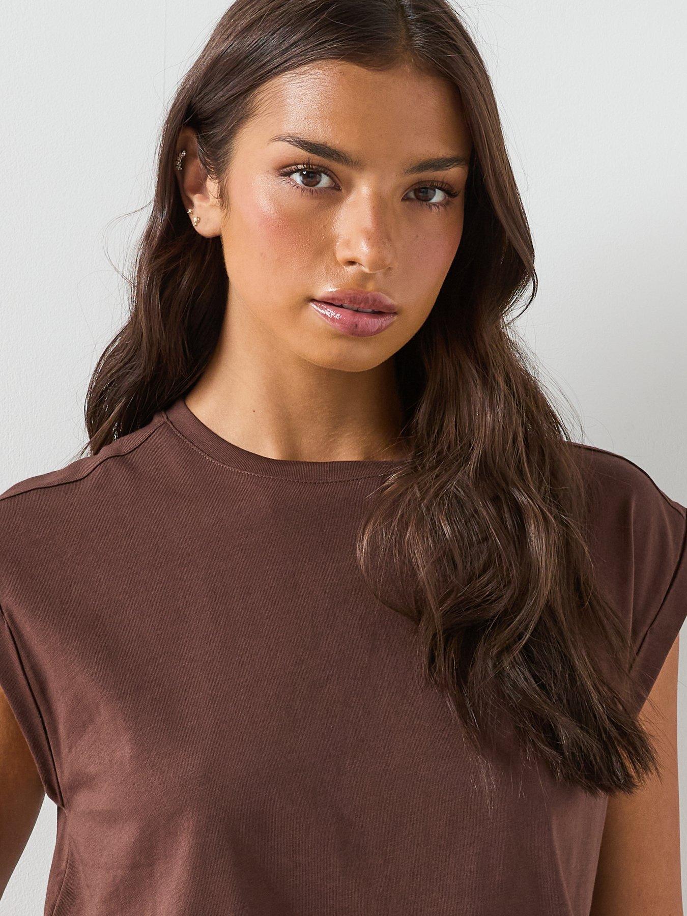 Image 4 of 6 of Mango Short-sleeved Cotton T-shirt - Brown
