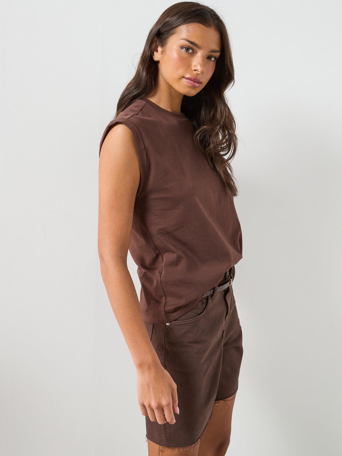 Image 6 of 6 of Mango Short-sleeved Cotton T-shirt - Brown