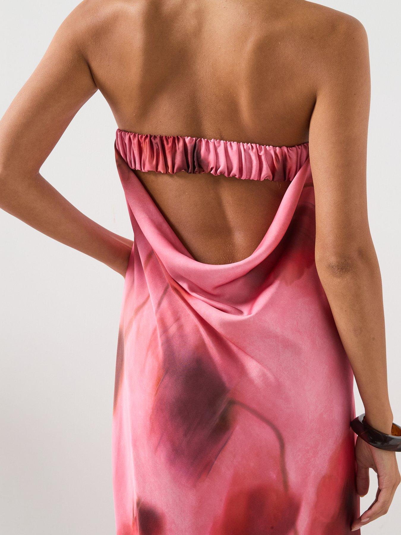 Image 6 of 6 of Mango Strapless Floral Dress - Pastel Pink
