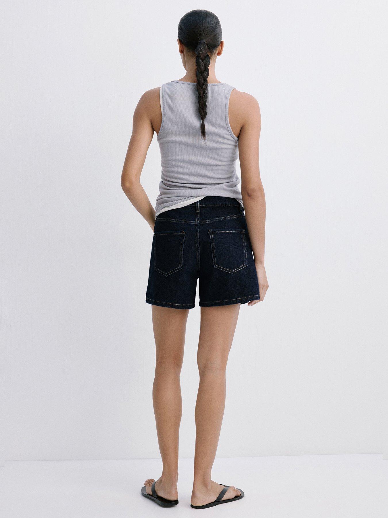 Image 4 of 6 of Mango Straight-Fit Denim Shorts - Blue