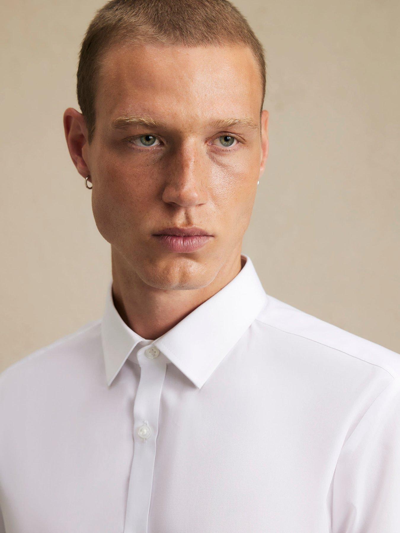 Image 4 of 6 of River Island Slim Fit Cotton Blend Shirt - White