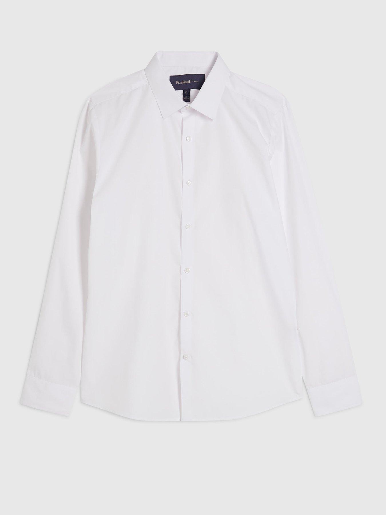 Image 6 of 6 of River Island Slim Fit Cotton Blend Shirt - White