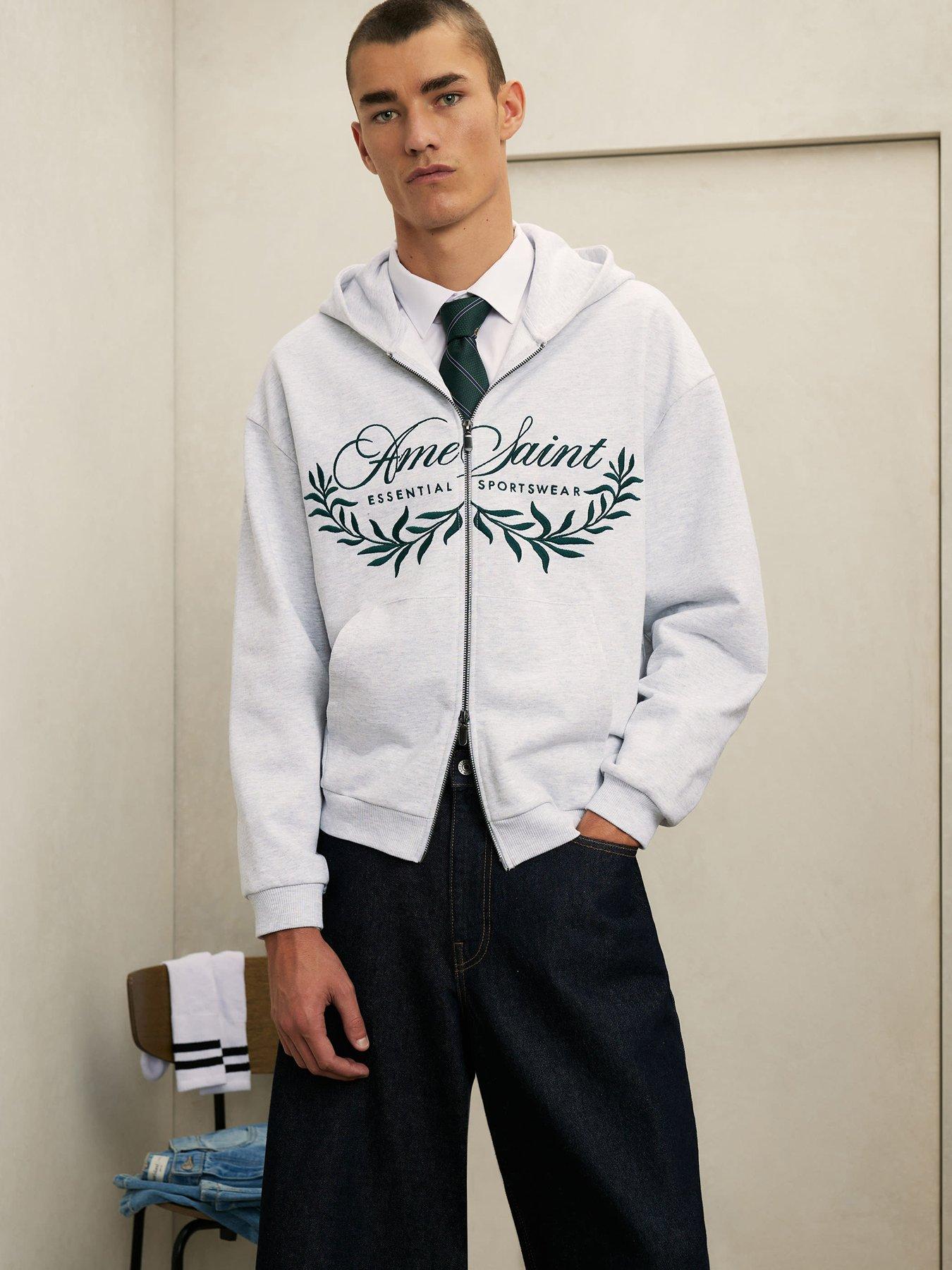 Image 1 of 5 of River Island Oversized Fit Luminis Hoodie - Grey