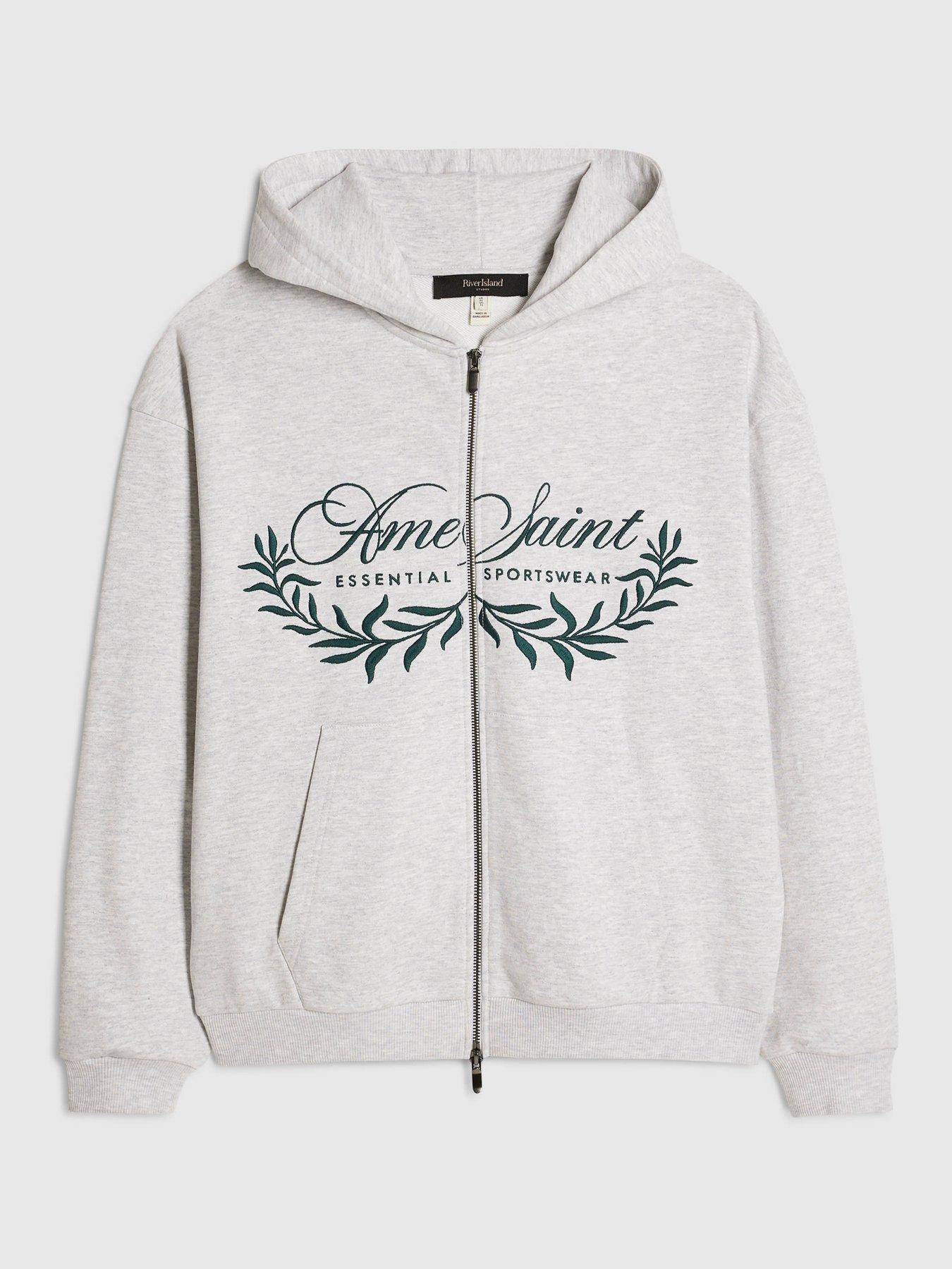 Image 4 of 5 of River Island Oversized Fit Luminis Hoodie - Grey