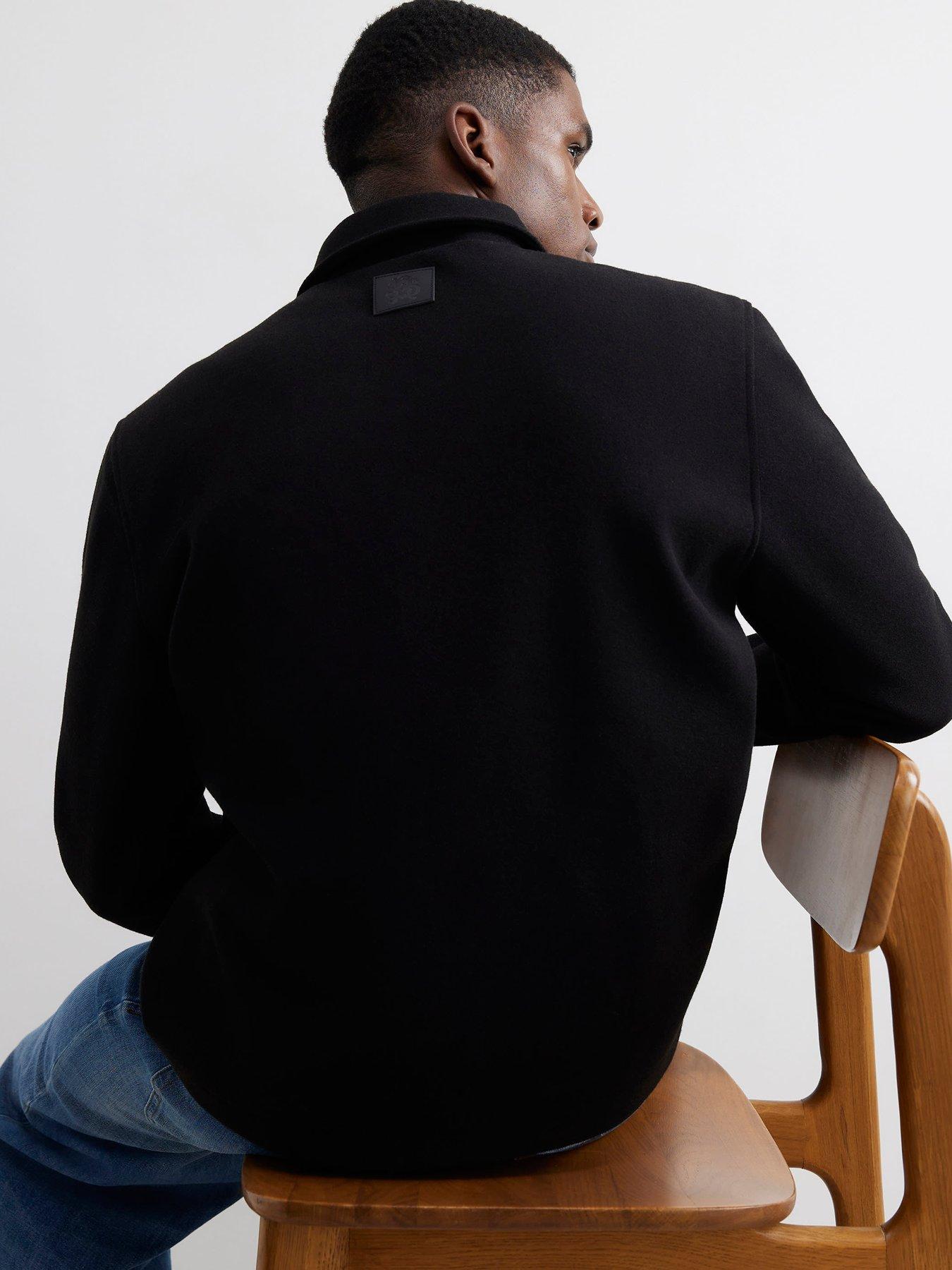 Image 2 of 4 of River Island Mens Zip-Through Embroidered Shacket - Black