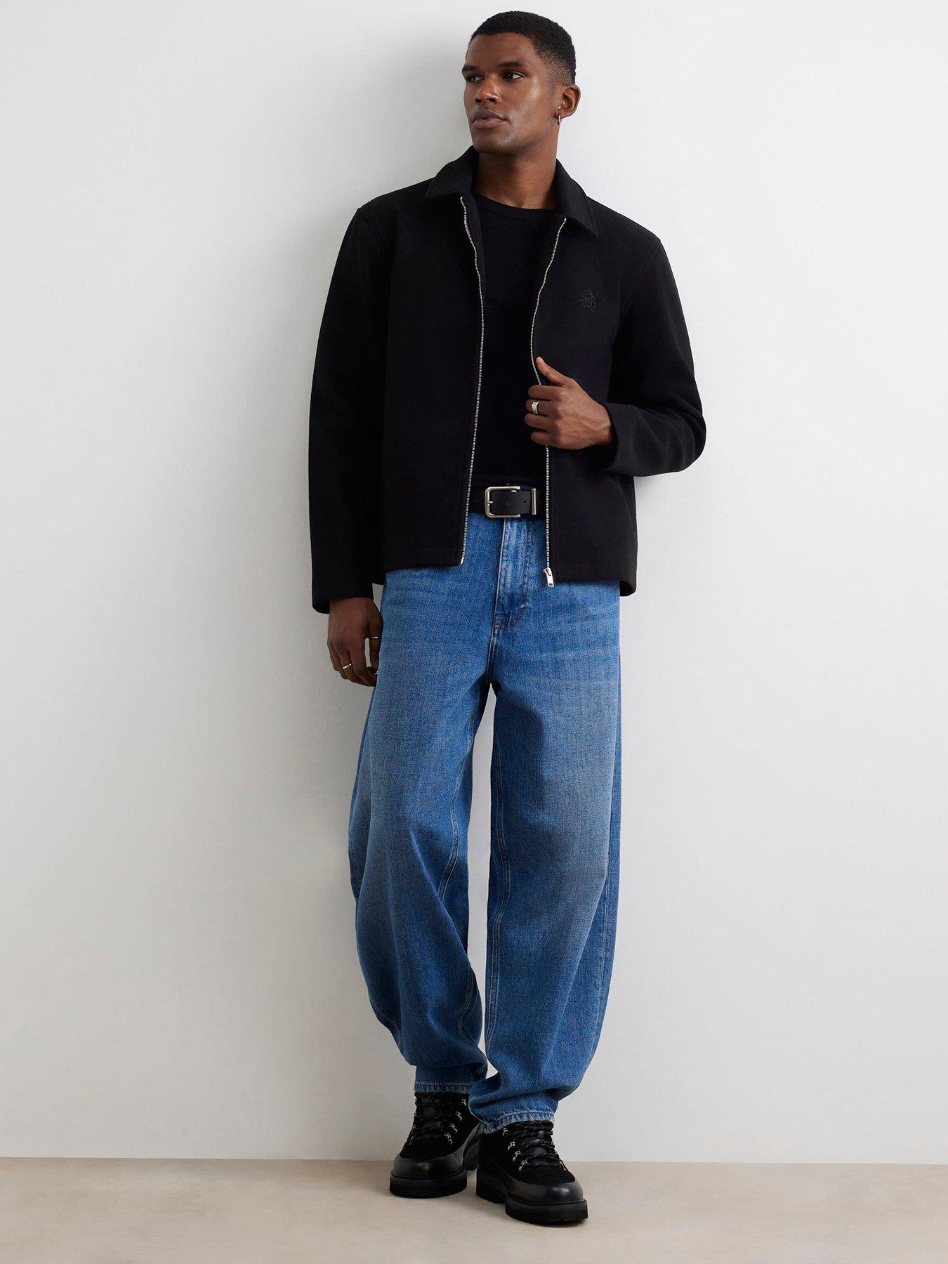 Image 3 of 4 of River Island Mens Zip-Through Embroidered Shacket - Black