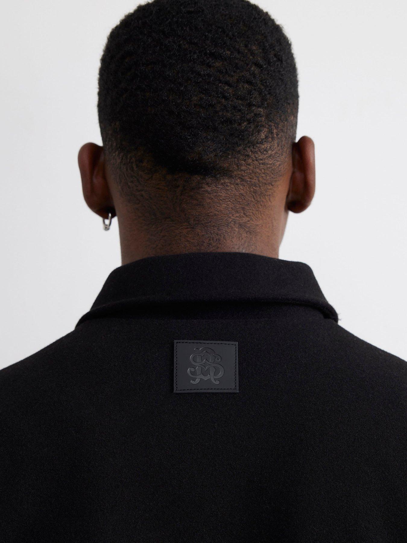 Image 4 of 4 of River Island Mens Zip-Through Embroidered Shacket - Black