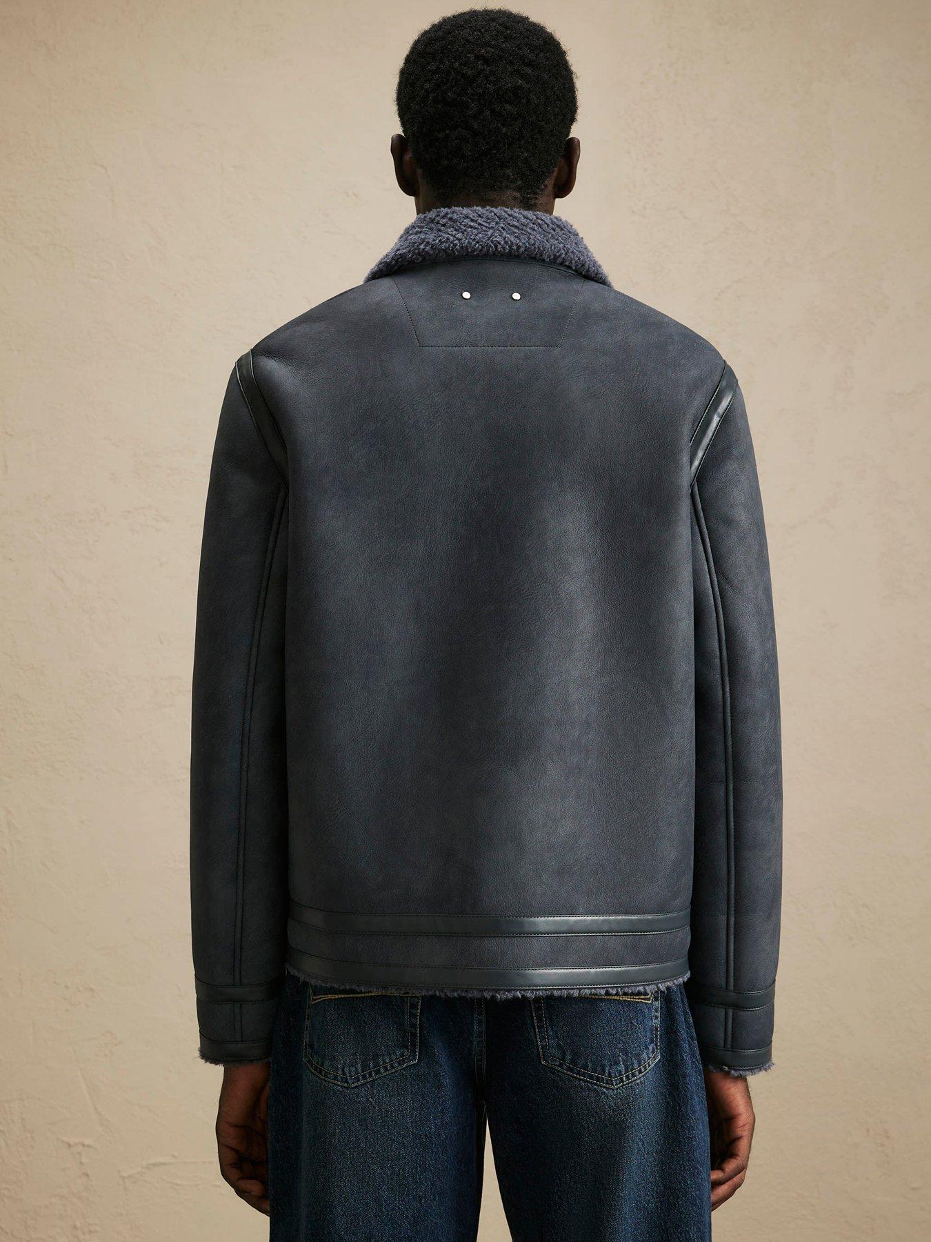Image 2 of 4 of River Island Mens Shearling Lined Western Jacket - Grey
