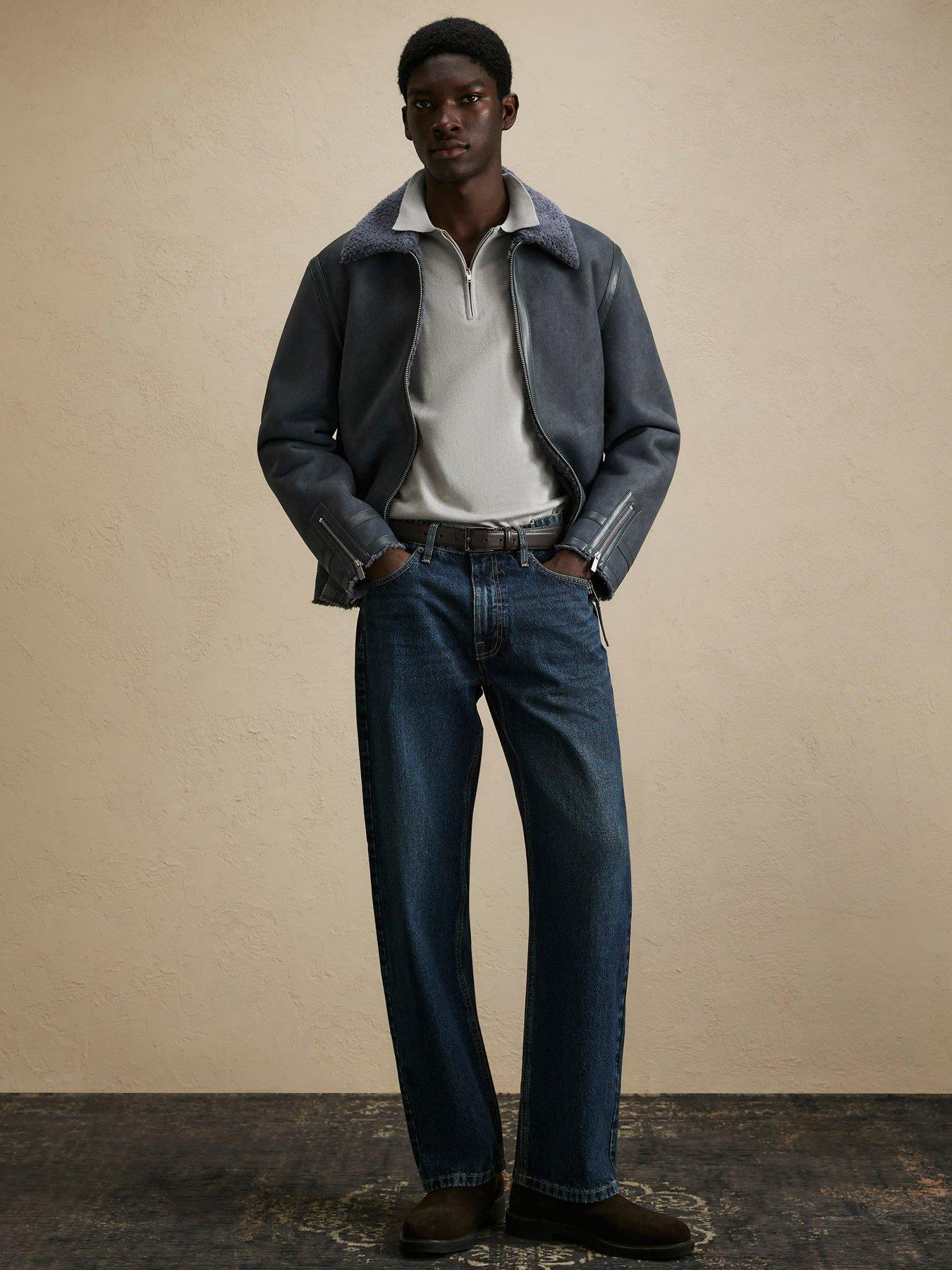 Image 3 of 4 of River Island Mens Shearling Lined Western Jacket - Grey