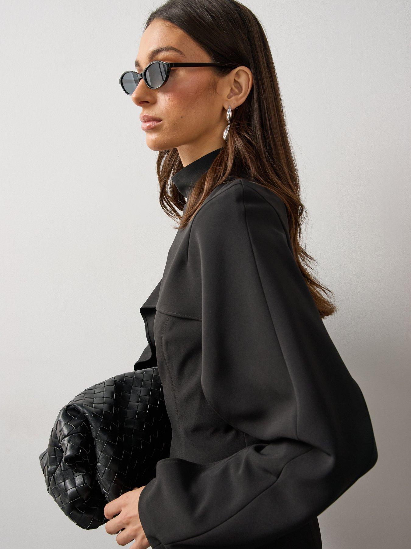 Image 2 of 6 of Michelle Keegan Womens High Neck Cape Mini Dress - Black