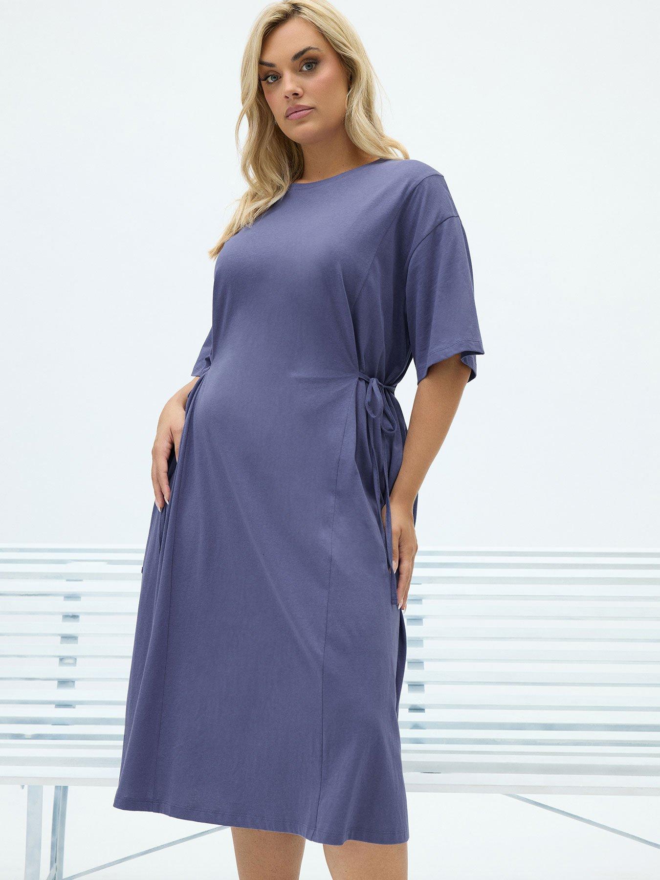 Yours Curve Front Tie Midi Dress - Blue