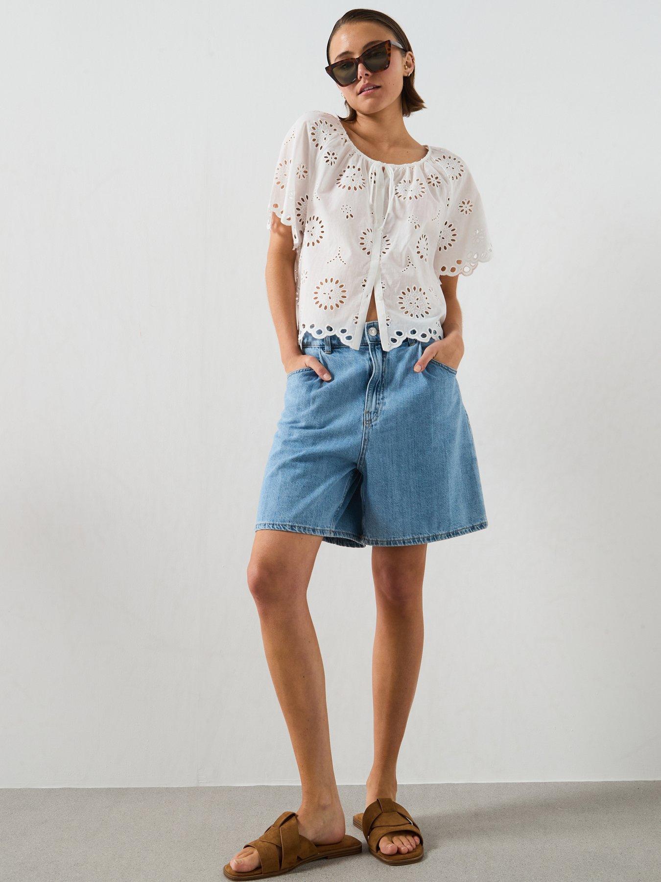 Image 3 of 5 of Mango 100% Cotton Blouse With Broderie Anglaise Embroidery - White