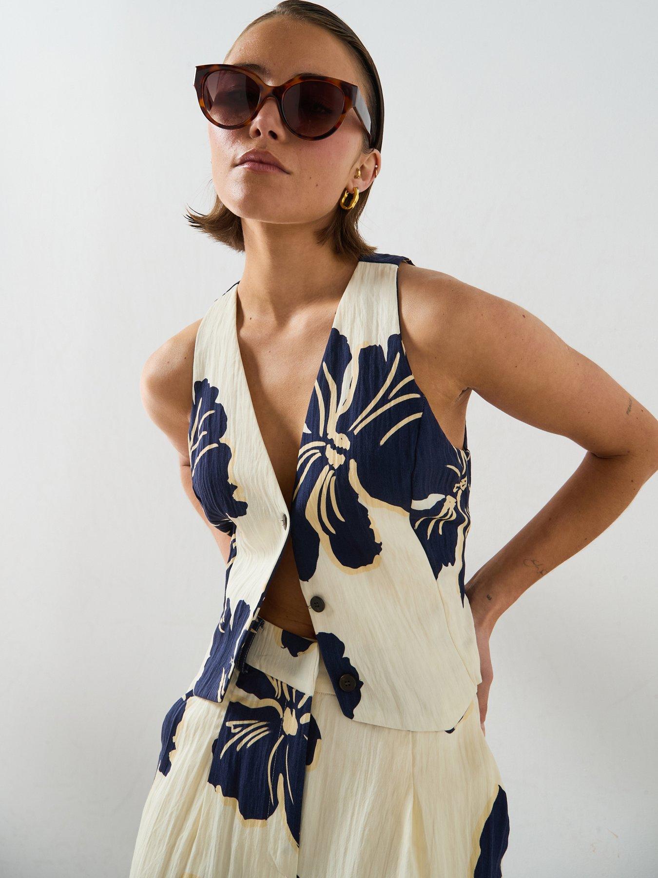 Mango Floral Print Co-ord Lyocell Vest - White