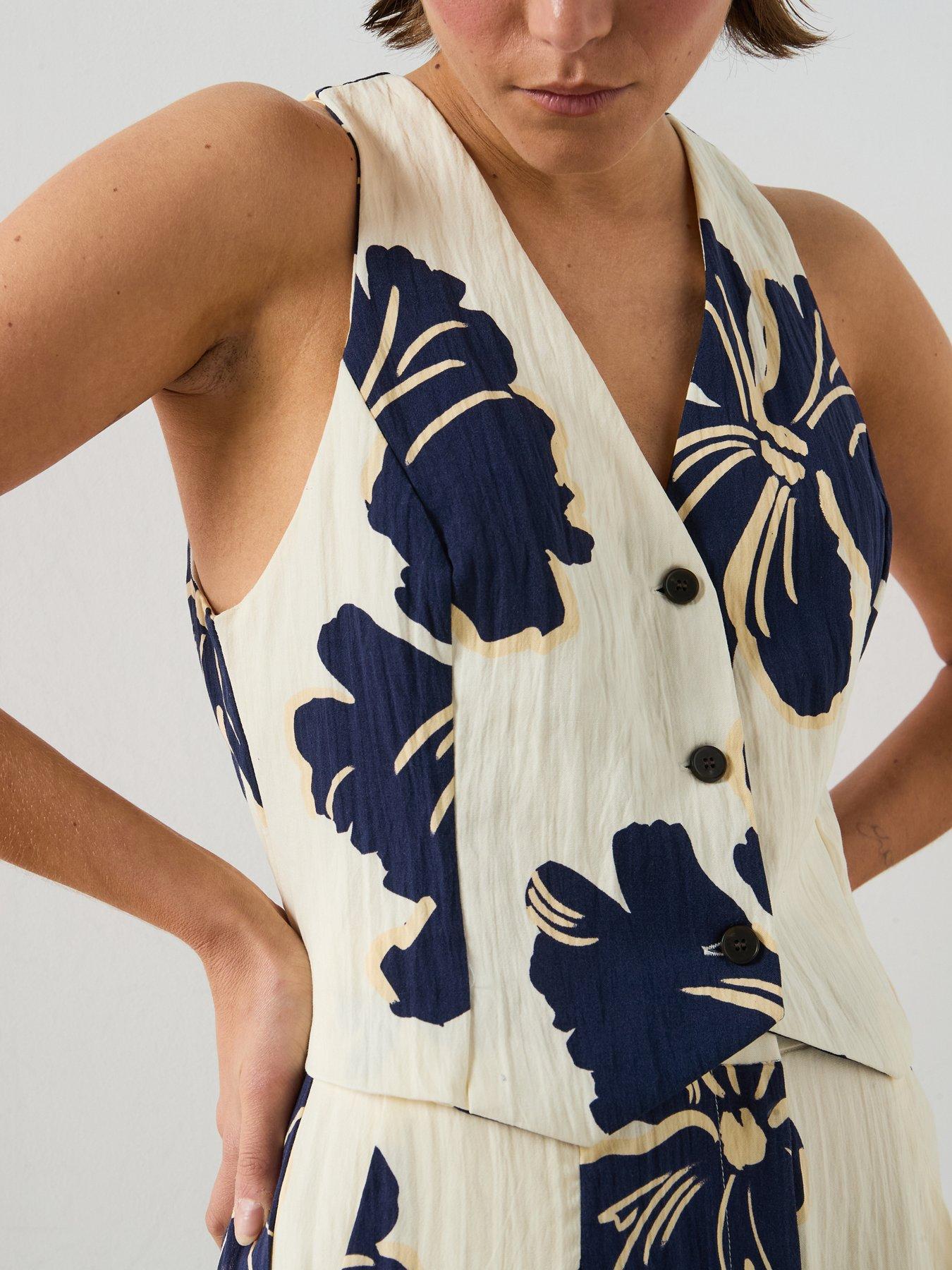 Image 6 of 6 of Mango Floral Print Co-Ord Lyocell Vest - Off-White