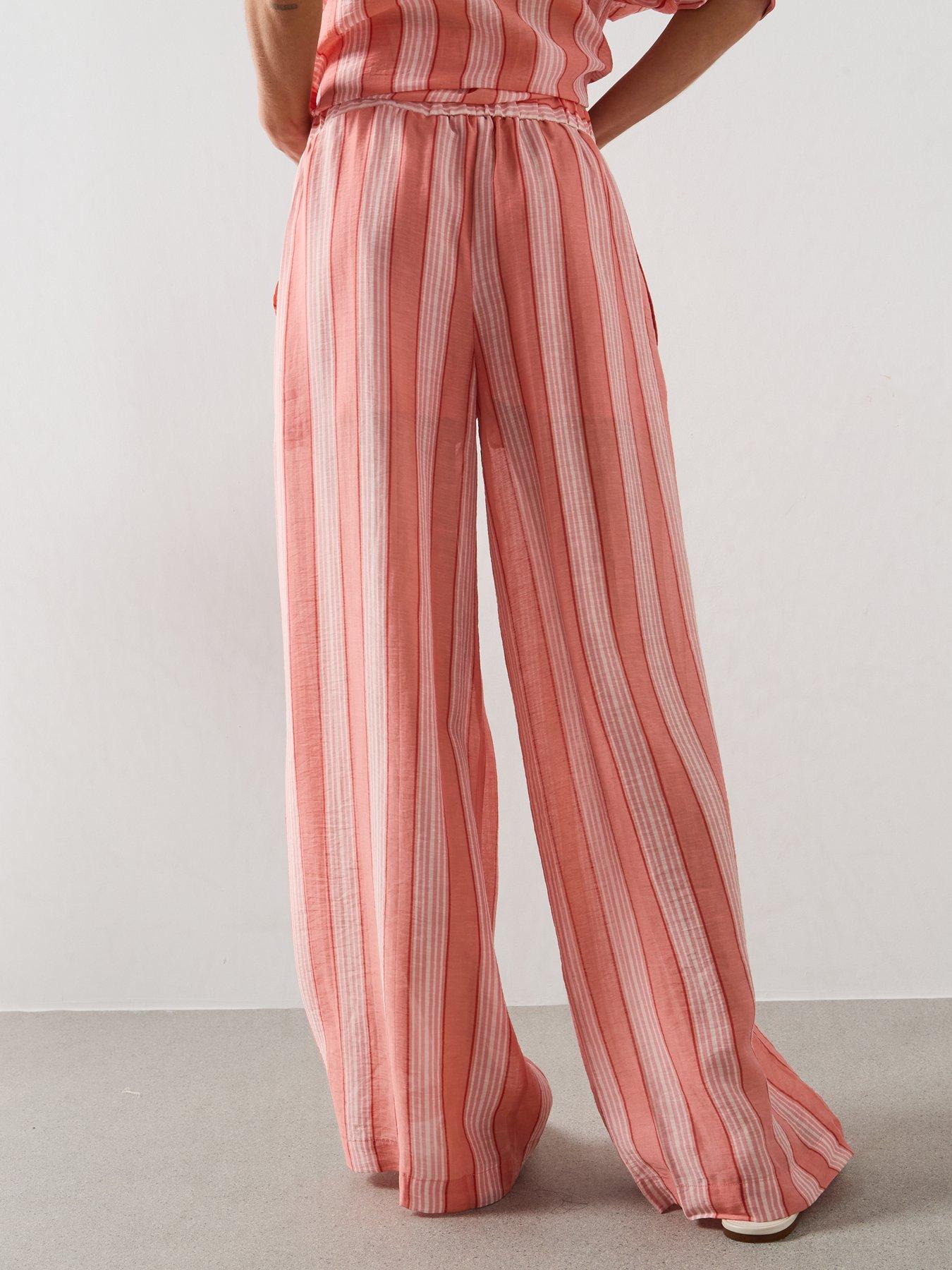 Image 2 of 6 of Mango Straight Striped Trousers - Orange