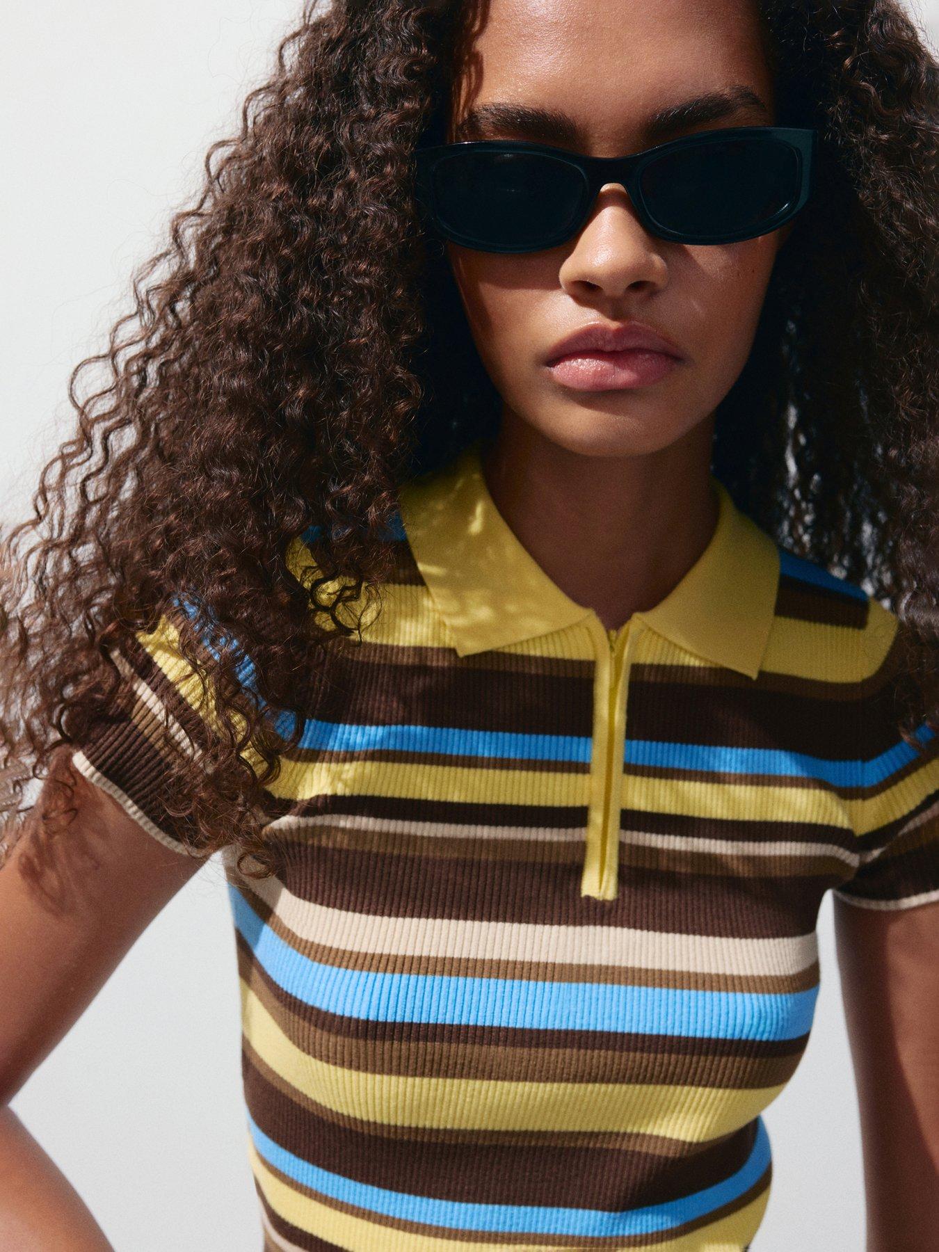 Image 3 of 5 of Mango Striped Rib Co-ord Sweater - Yellow
