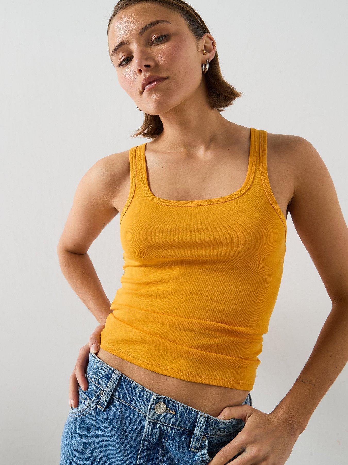 Mango Semi-Sheer Ribbed Vest - Orange