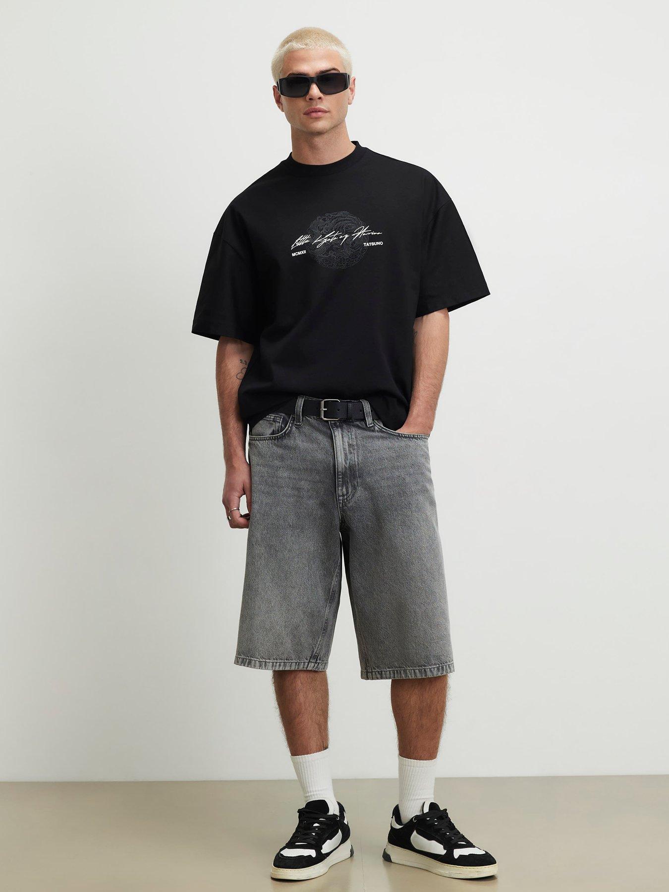 Image 3 of 6 of River Island Oversized Fit Cotton Tatsuno T-Shirt - Black