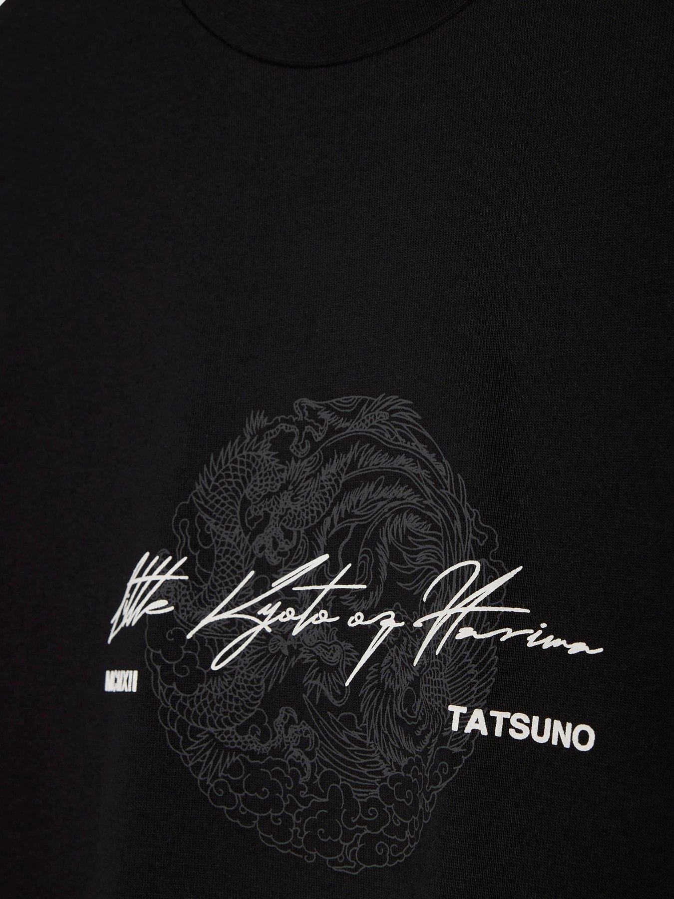 Image 6 of 6 of River Island Oversized Fit Cotton Tatsuno T-Shirt - Black